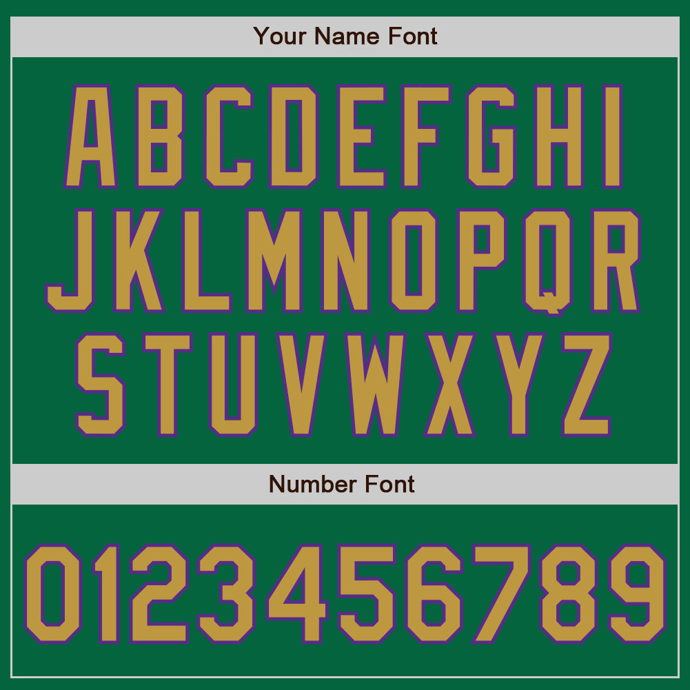 Custom Kelly Green Old Gold-Purple Authentic Baseball Jersey baseball jersey product view 5