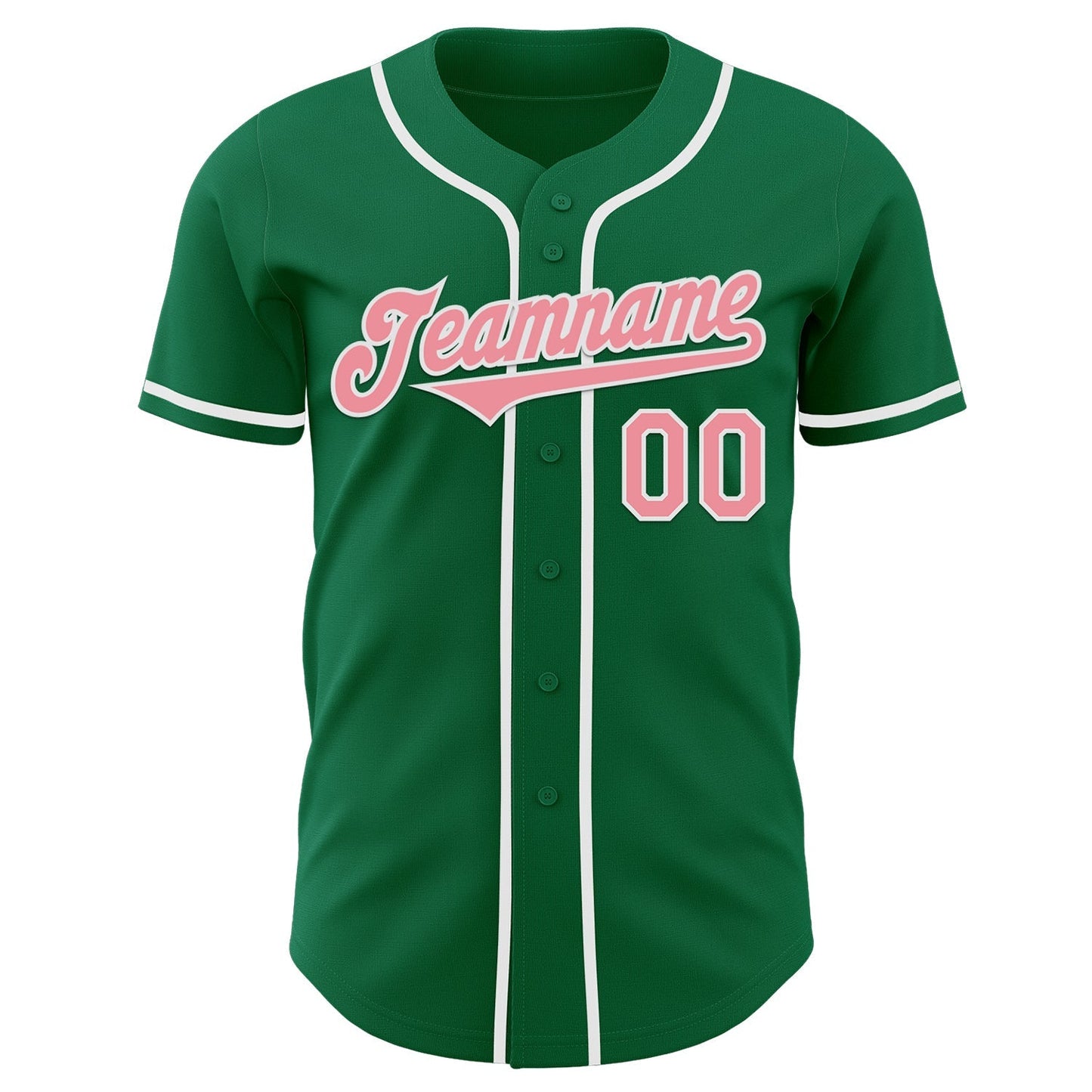 Custom Kelly Green Medium Pink-White Authentic Baseball Jersey baseball jersey product view 2