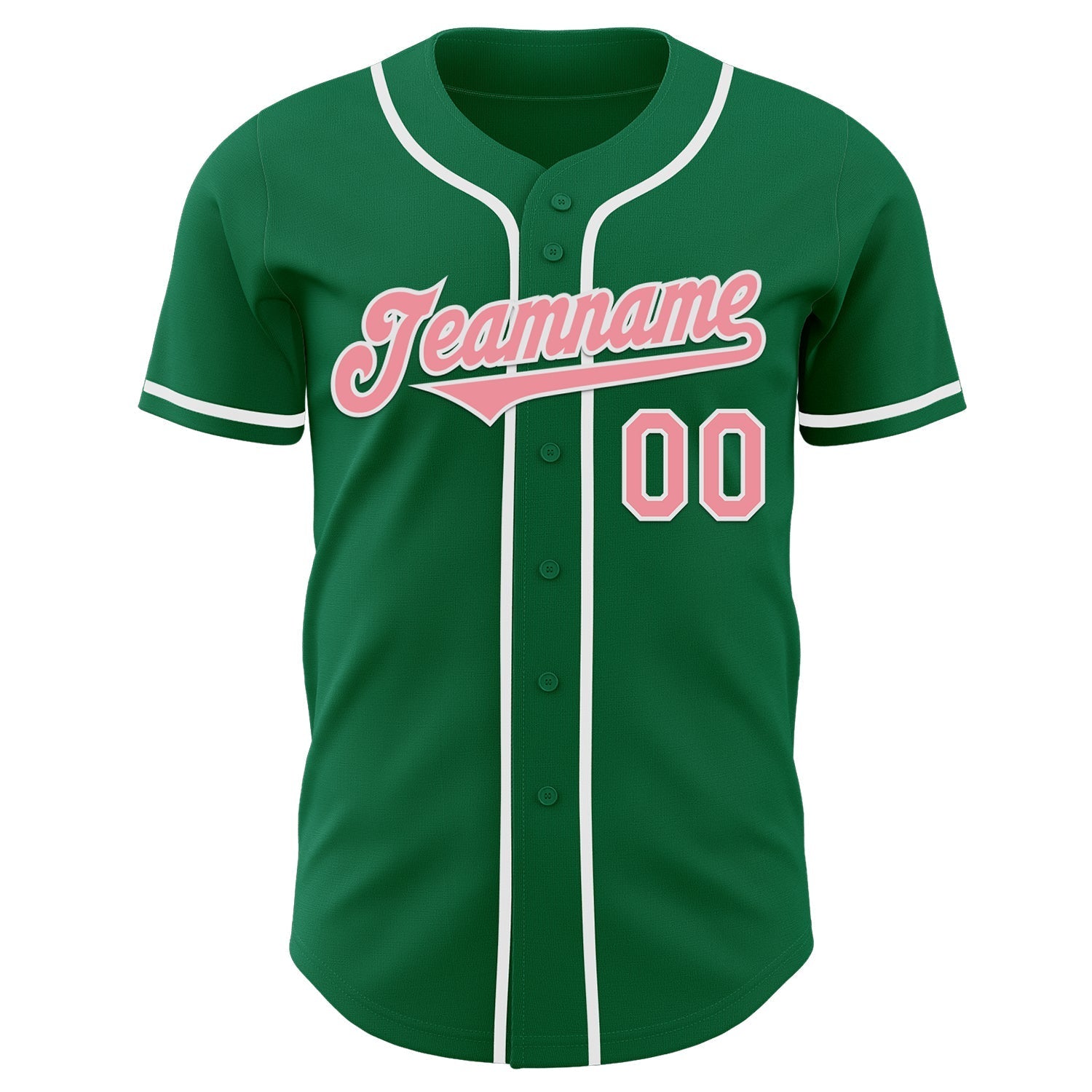 Custom Kelly Green Medium Pink-White Authentic Baseball Jersey baseball jersey product view 2