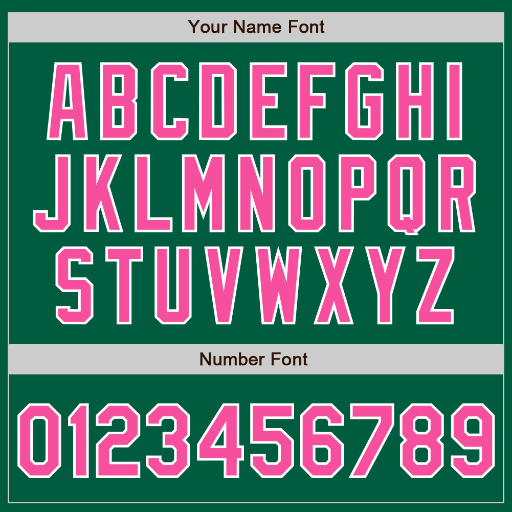Custom Kelly Green Pink-White Authentic Baseball Jersey baseball jersey product view 4