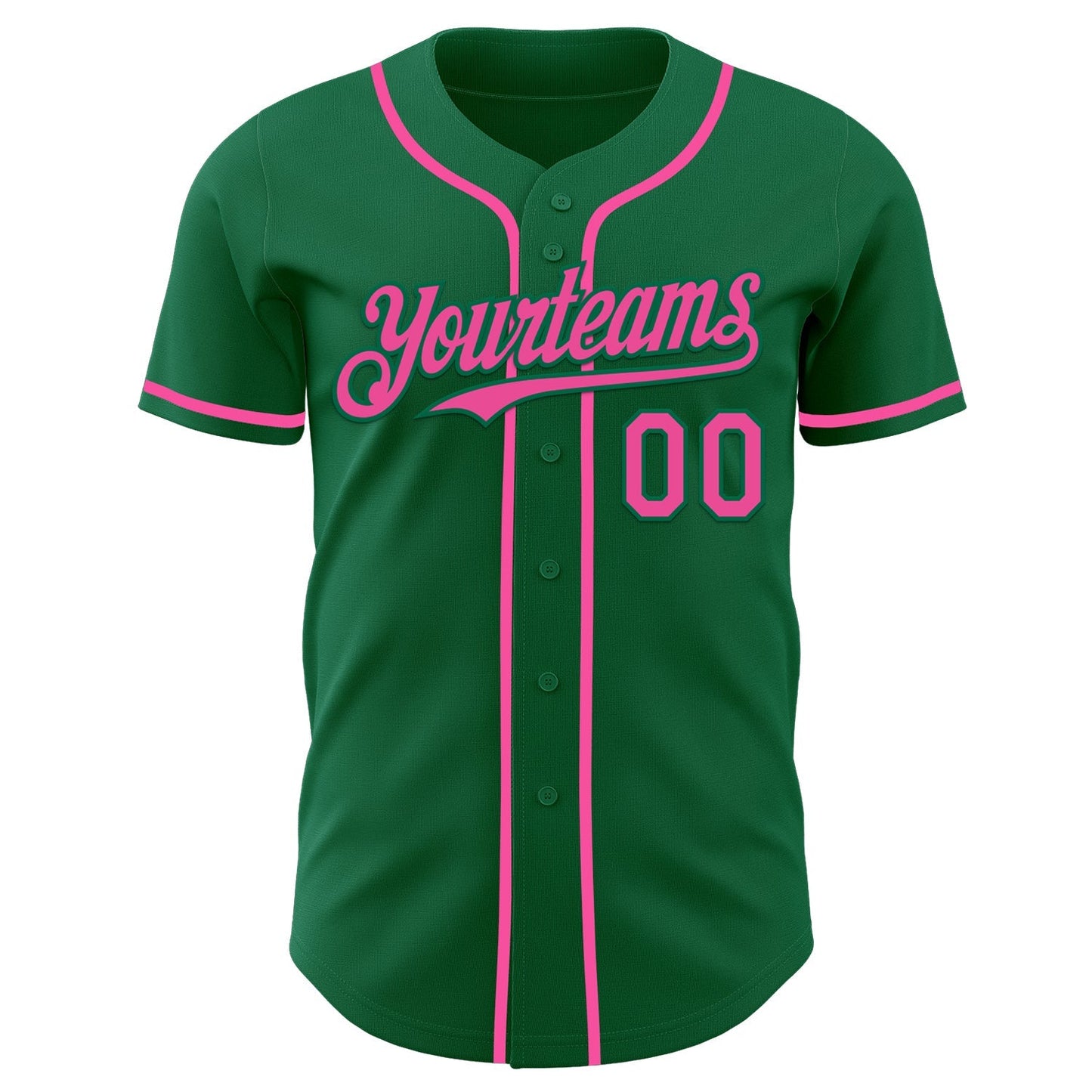 Custom Kelly Green Pink Authentic Baseball Jersey baseball jersey product view 2