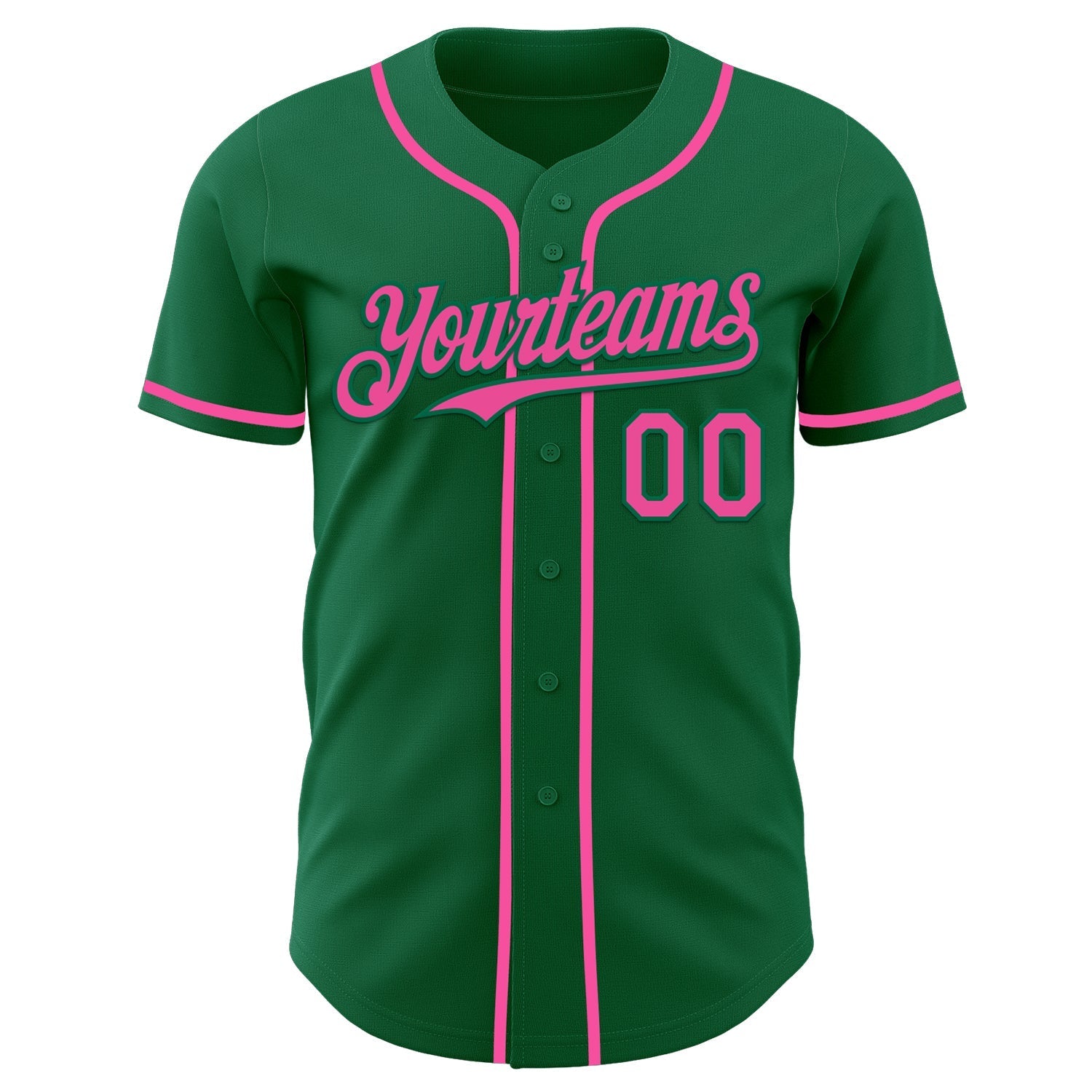 Custom Kelly Green Pink Authentic Baseball Jersey baseball jersey product view 2
