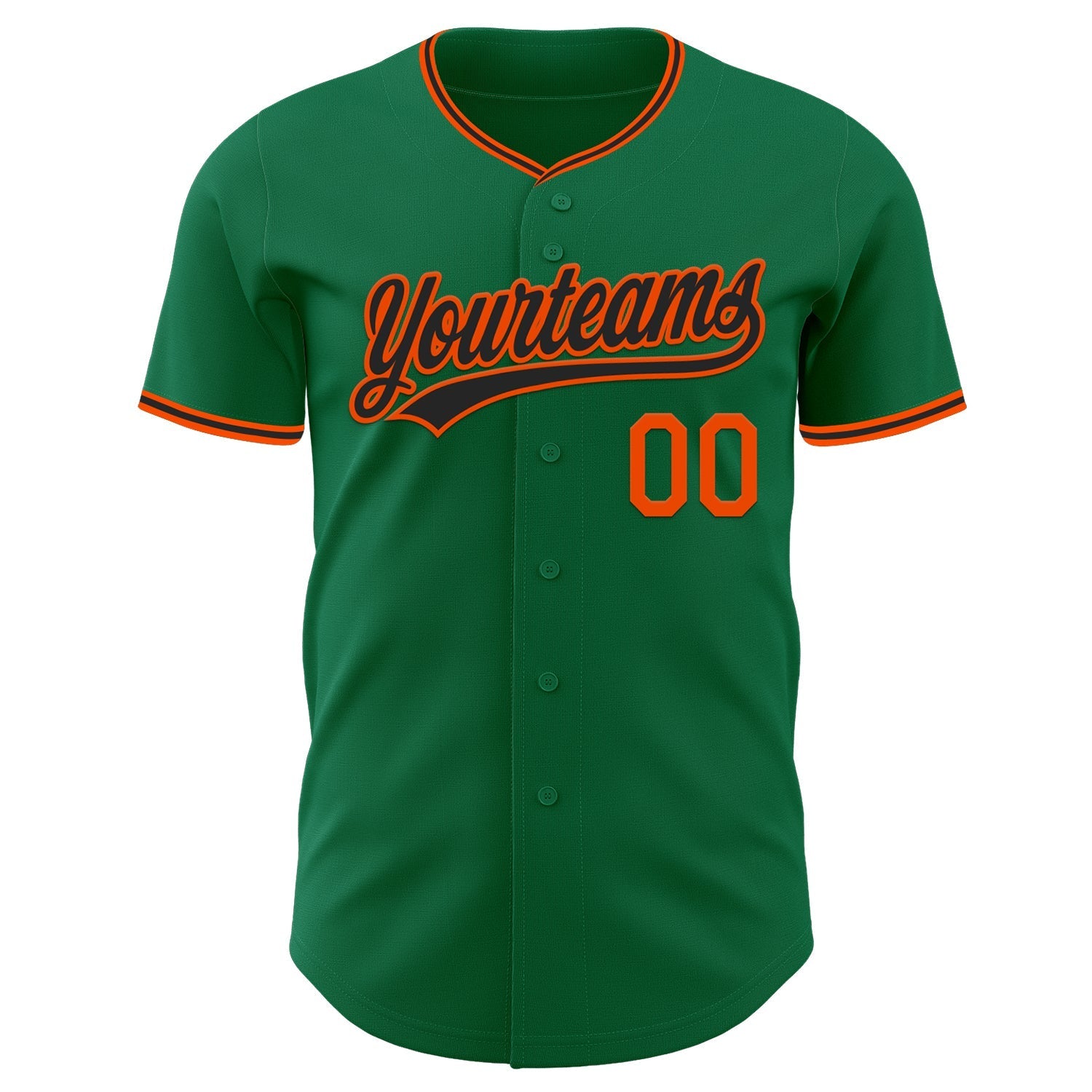 Custom Kelly Green Black-Orange Authentic Baseball Jersey baseball jersey product view 2