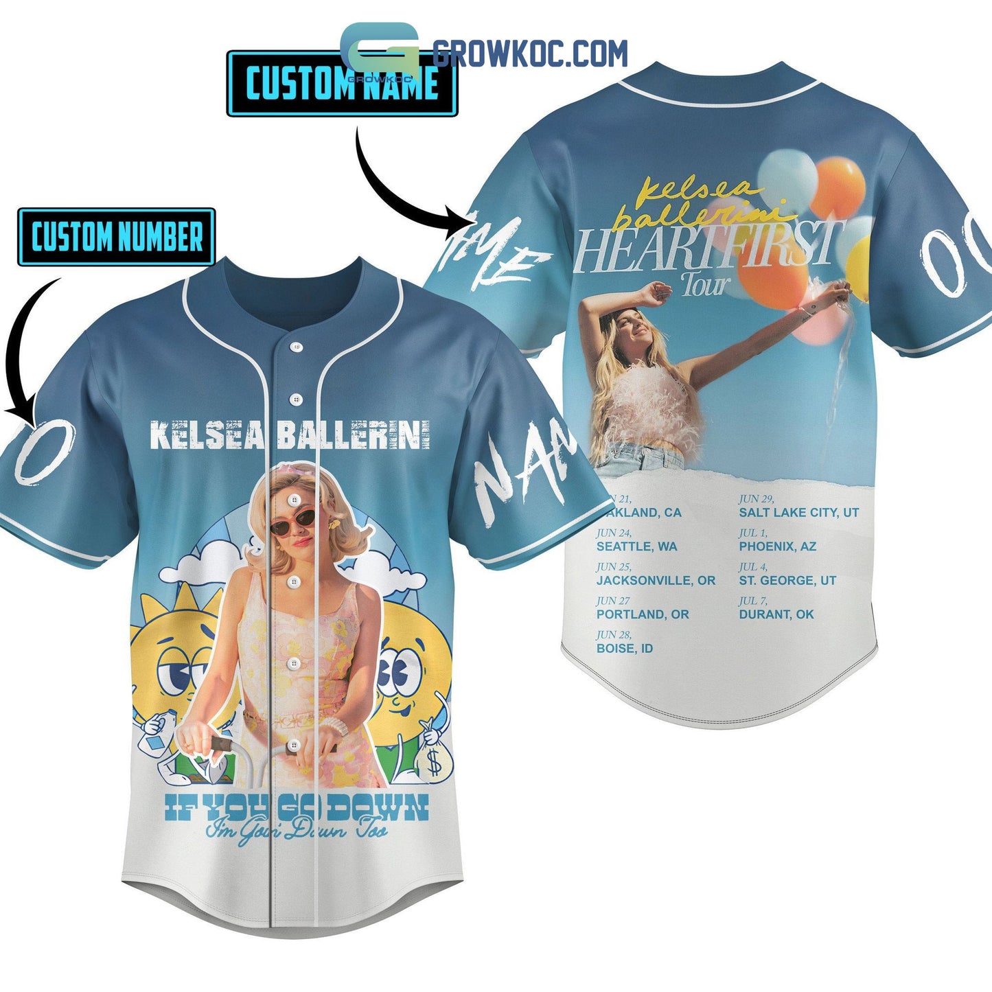 Kelsea Ballerini Heartfirst Tour Personalized Baseball Jersey baseball jersey product view 1