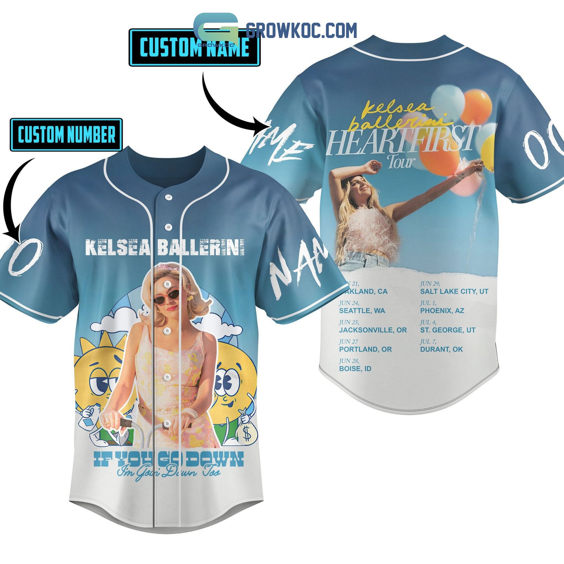 Kelsea Ballerini Heartfirst Tour Personalized Baseball Jersey baseball jersey product view 1