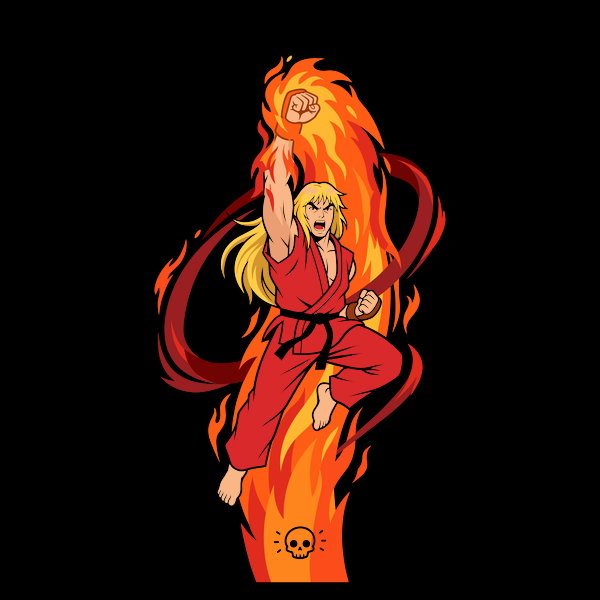 Ken Flaming Shoryuken Unisex T-shirt, Sweatshirt, Hoodie, Long Sleeve Tee - T-Shirt, Sweatshirt, Hoodie