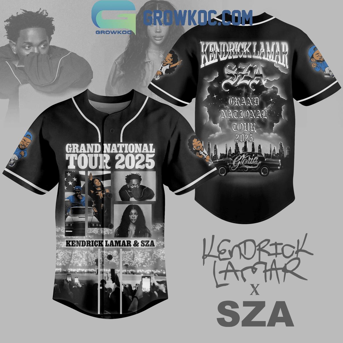 Kendrick Lamar And Sza Grand National Tour 2025 Baseball Jersey baseball jersey product view 1