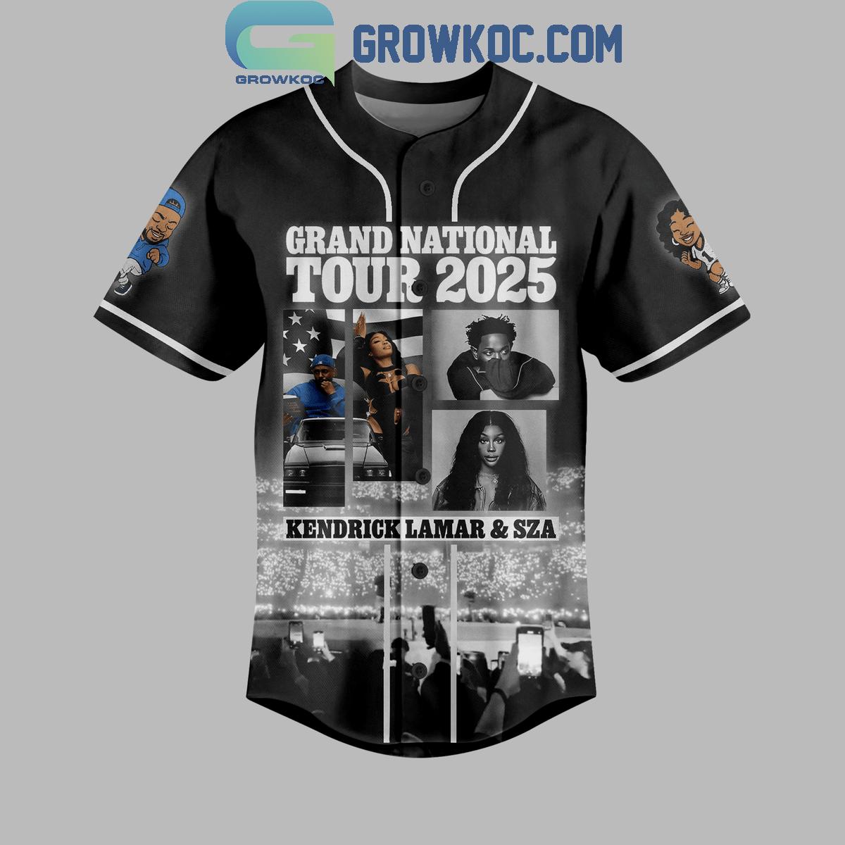 Kendrick Lamar And Sza Grand National Tour 2025 Baseball Jersey baseball jersey product view 2