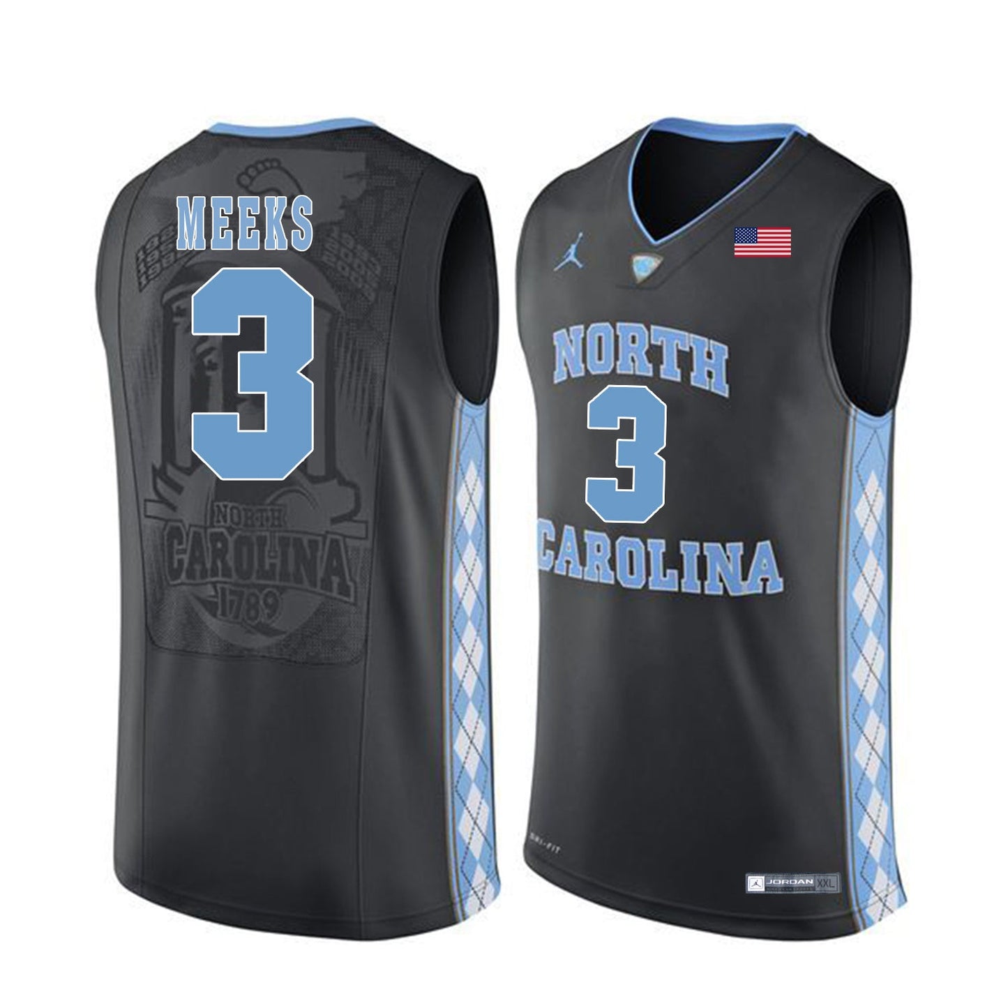 Kennedy Meeks 3 Black College Football Jersey football jersey product view 1