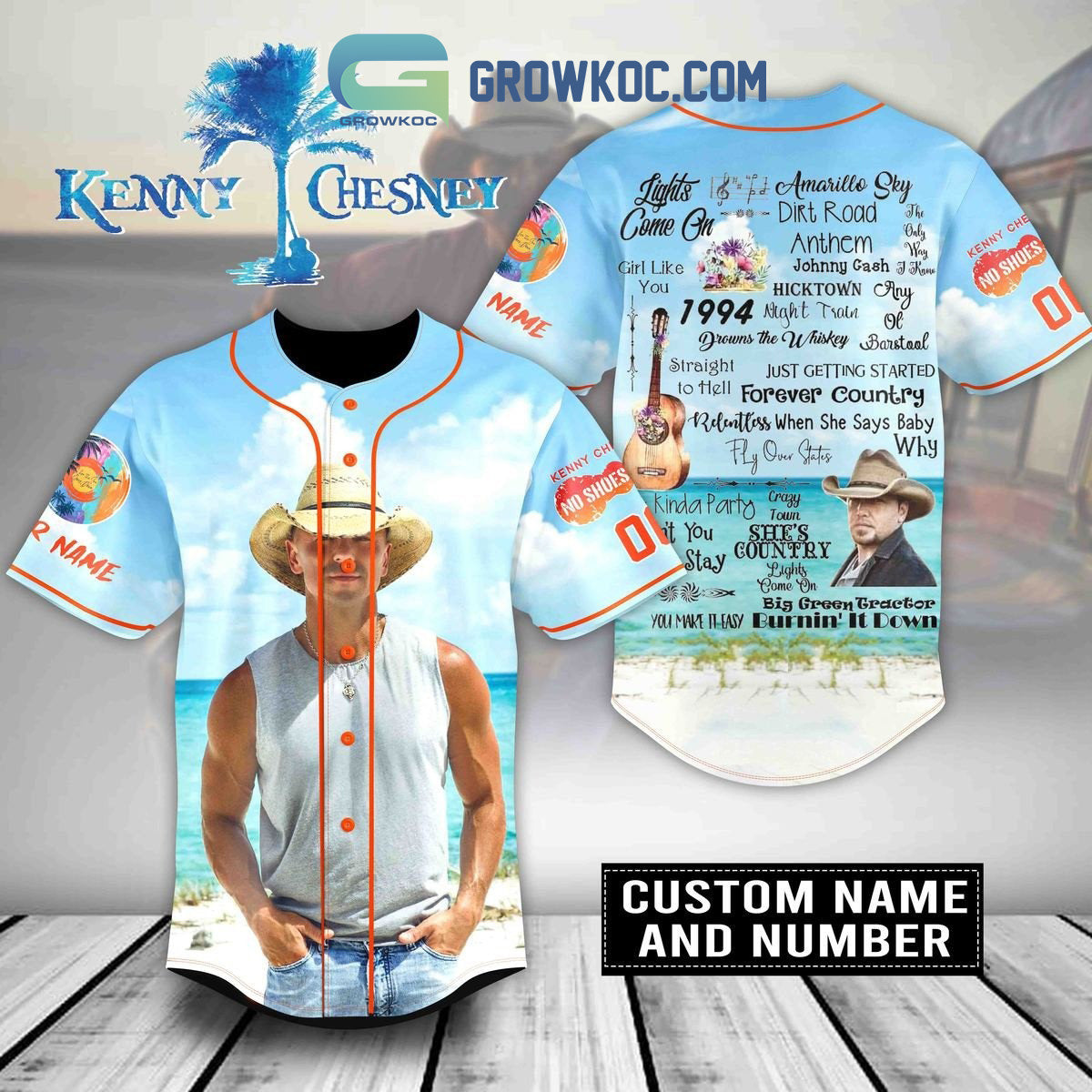 Kenny Chesney Hightown Fan Personalized Baseball Jersey baseball jersey product view 1