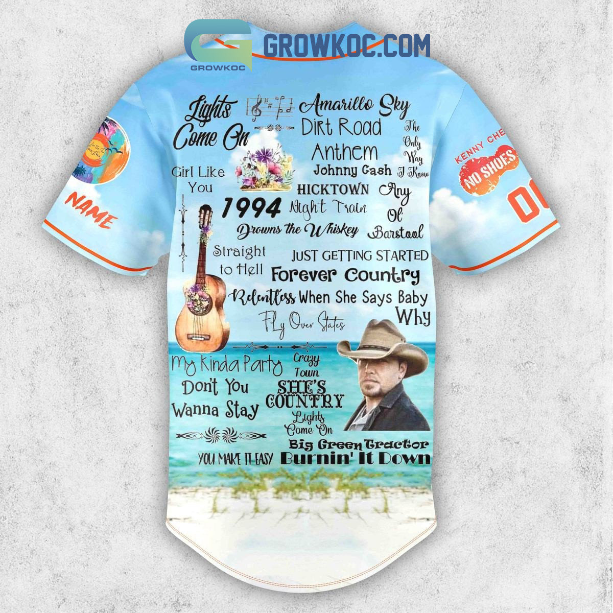 Kenny Chesney Hightown Fan Personalized Baseball Jersey baseball jersey product view 3