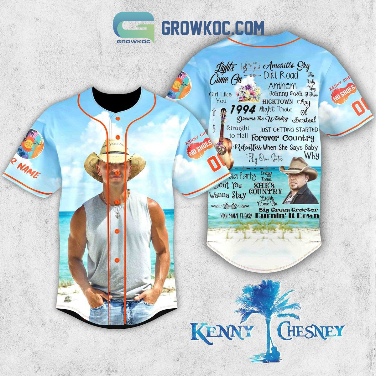 Kenny Chesney Hightown Fan Personalized Baseball Jersey baseball jersey product view 4