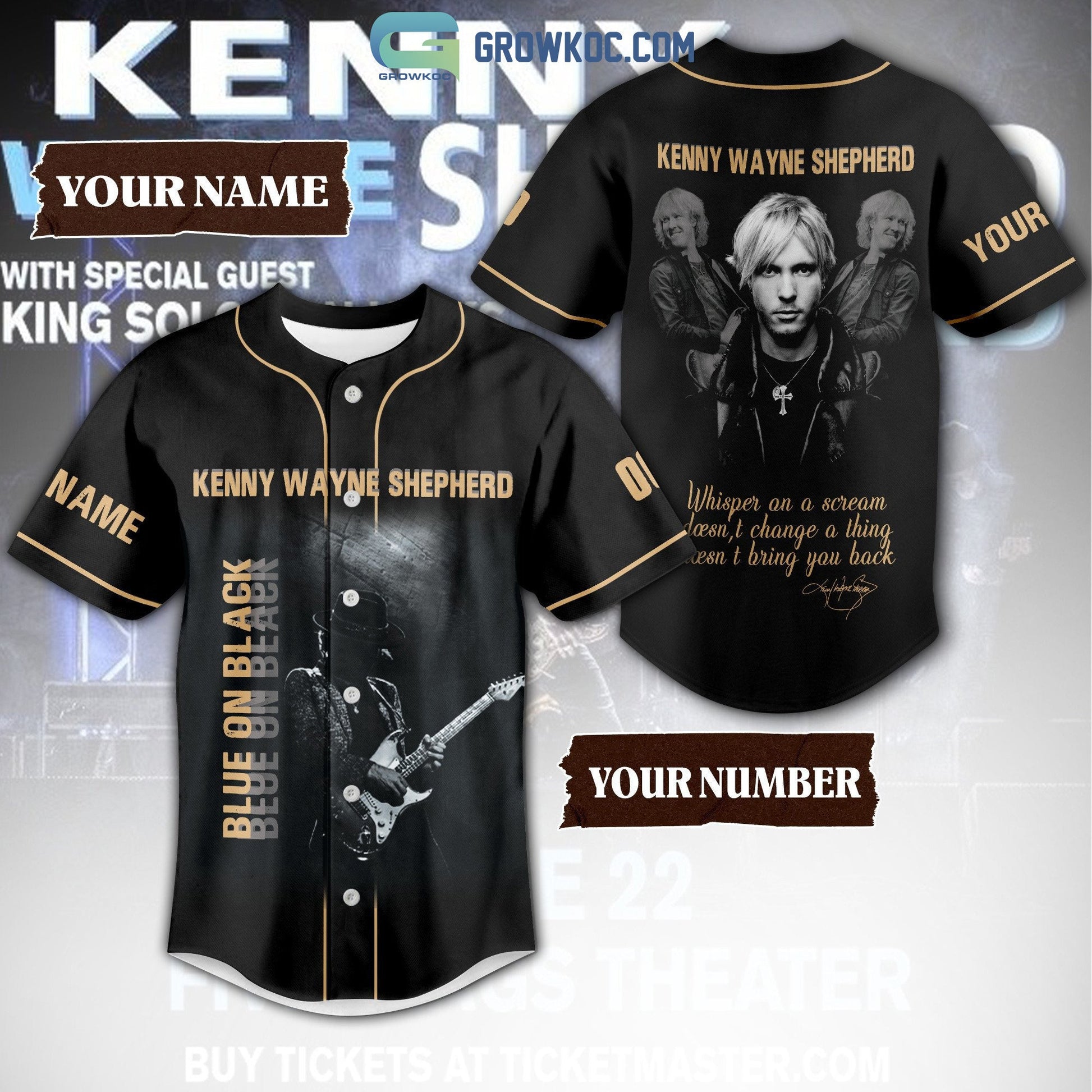 Kenny Wayne Shepherd Blue On Black Personalized Baseball Jersey baseball jersey product view 1