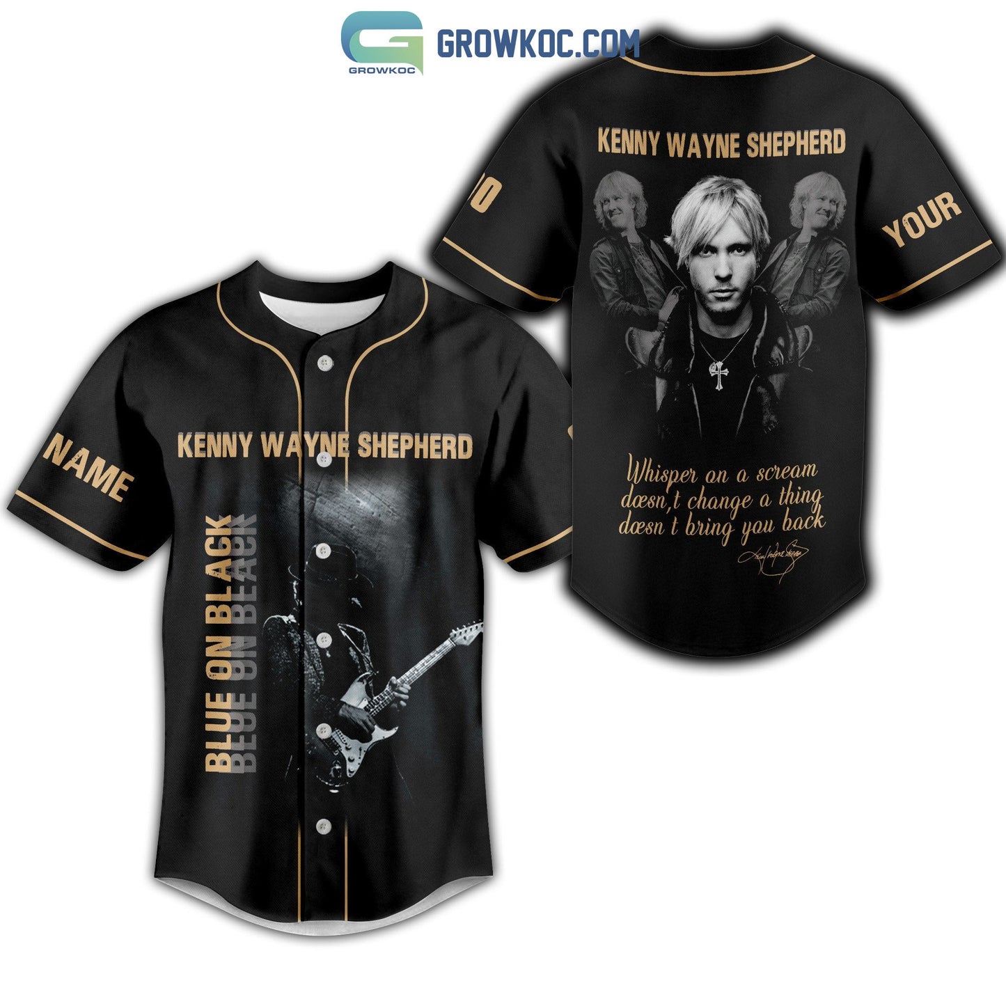 Kenny Wayne Shepherd Blue On Black Personalized Baseball Jersey baseball jersey product view 3