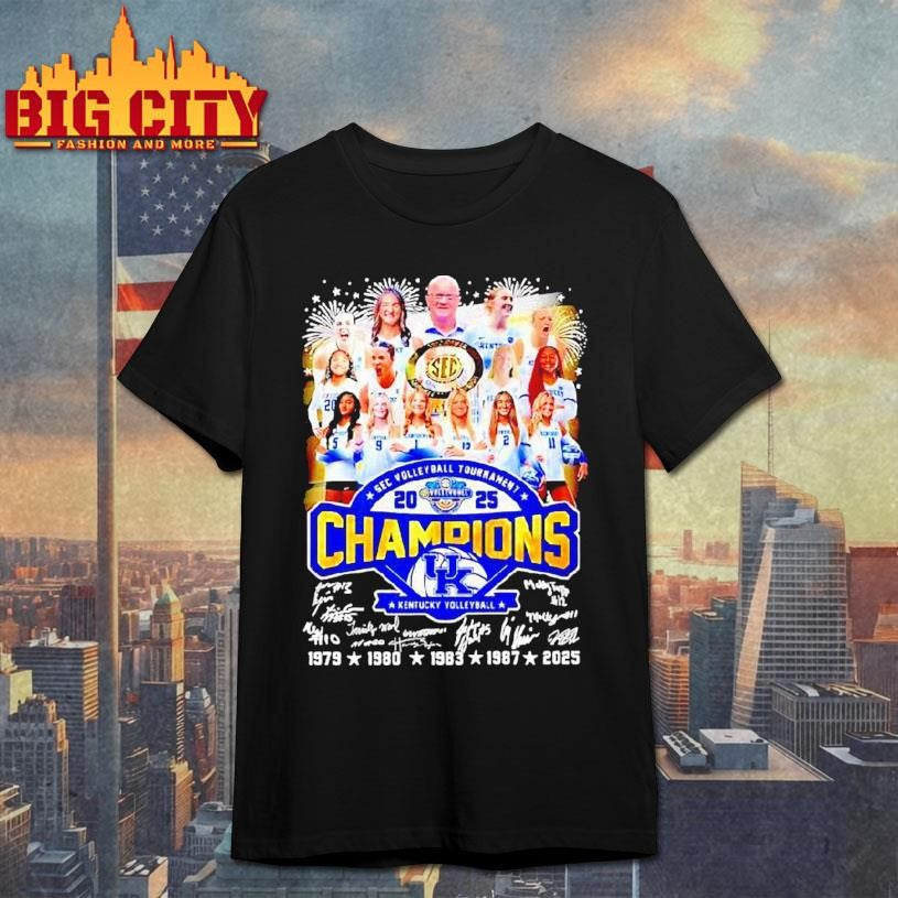Kentucky Sec Volleyball Tournament 2025 Champions Signatures Shirt Unisex T-shirt, Sweatshirt, Hoodie, Long Sleeve Tee - T-Shirt, Sweatshirt, Hoodie
