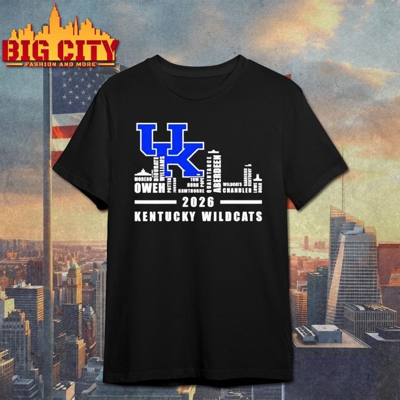 Kentucky Wildcats 2026 players names city skyline - Adult & Kids T-Shirts, Sweatshirts & Hoodies apparel design preview 1