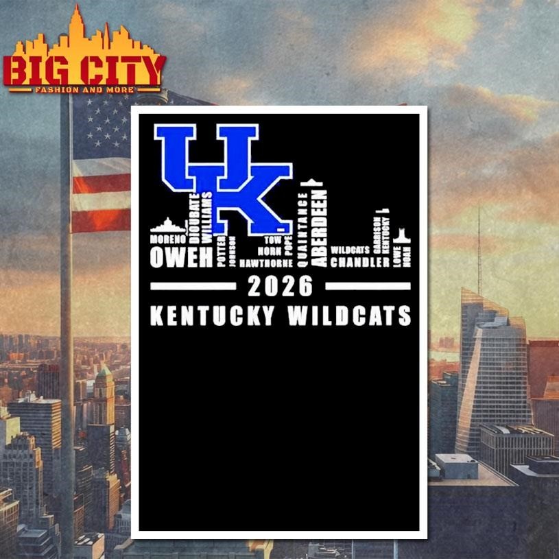 Kentucky Wildcats 2026 players names city skyline - Adult & Kids T-Shirts, Sweatshirts & Hoodies apparel design preview 4