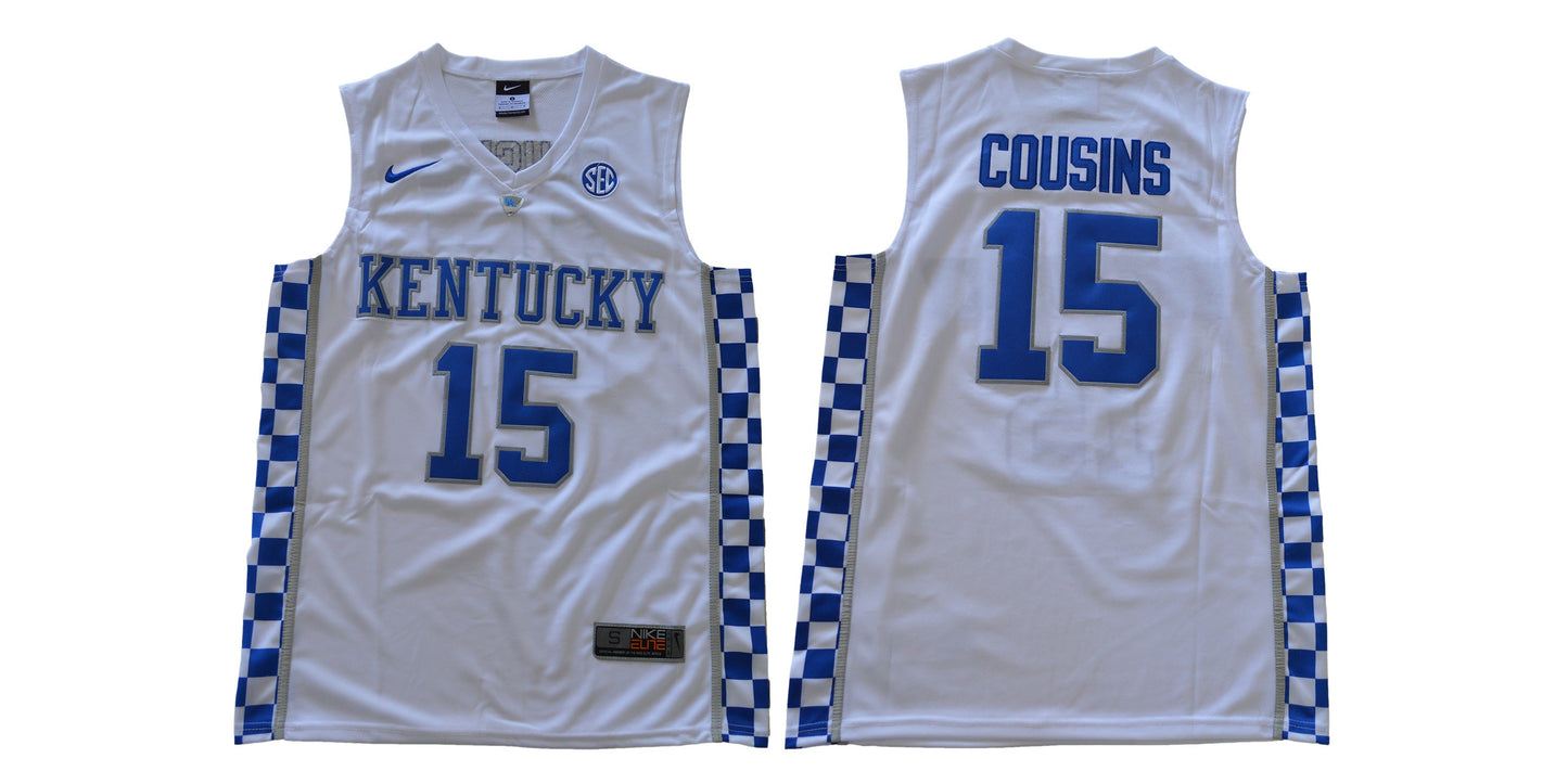 Kentucky 15 Cousins White College Football Jersey football jersey product view 1