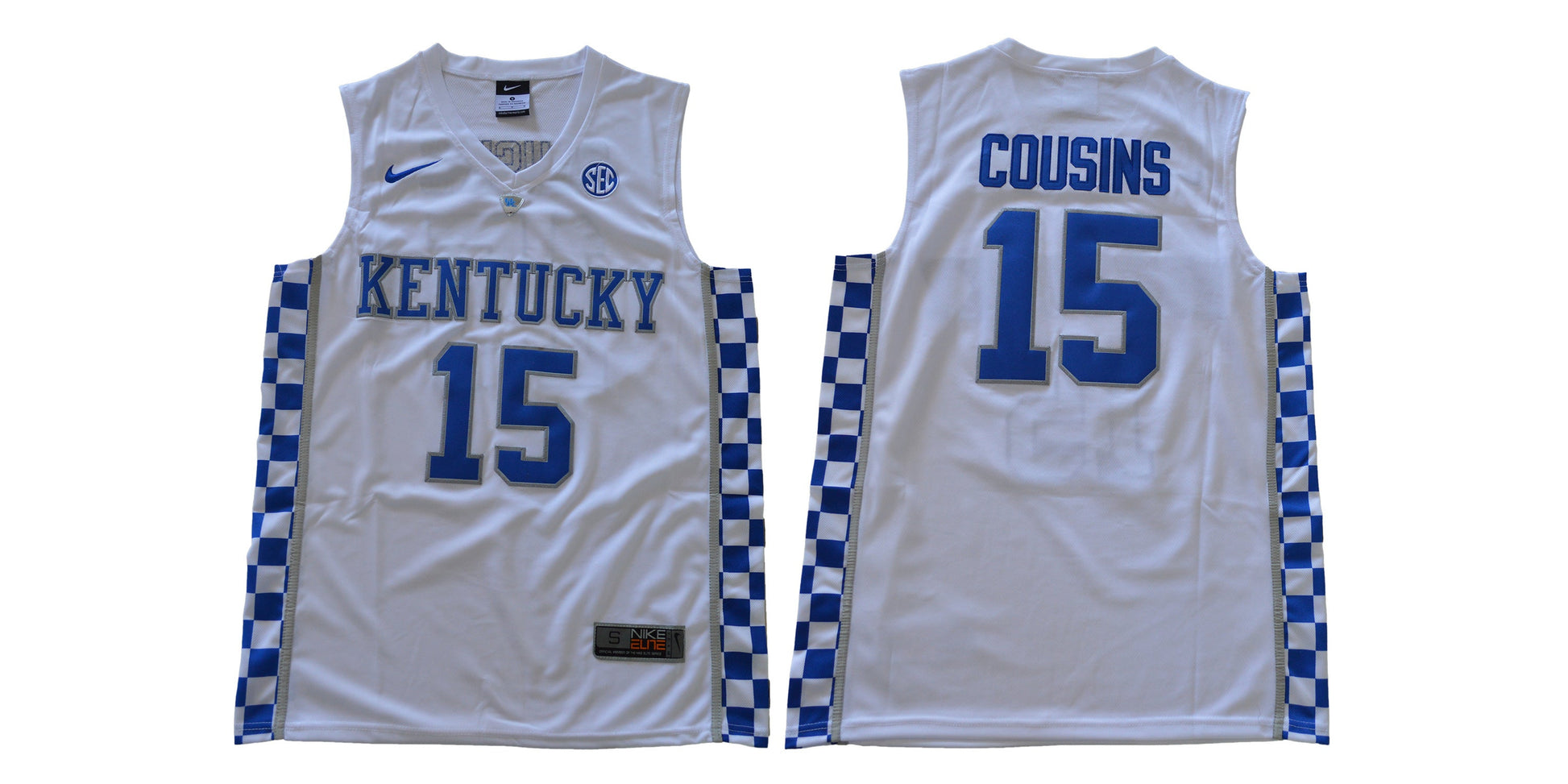Kentucky 15 Cousins White College Football Jersey football jersey product view 1