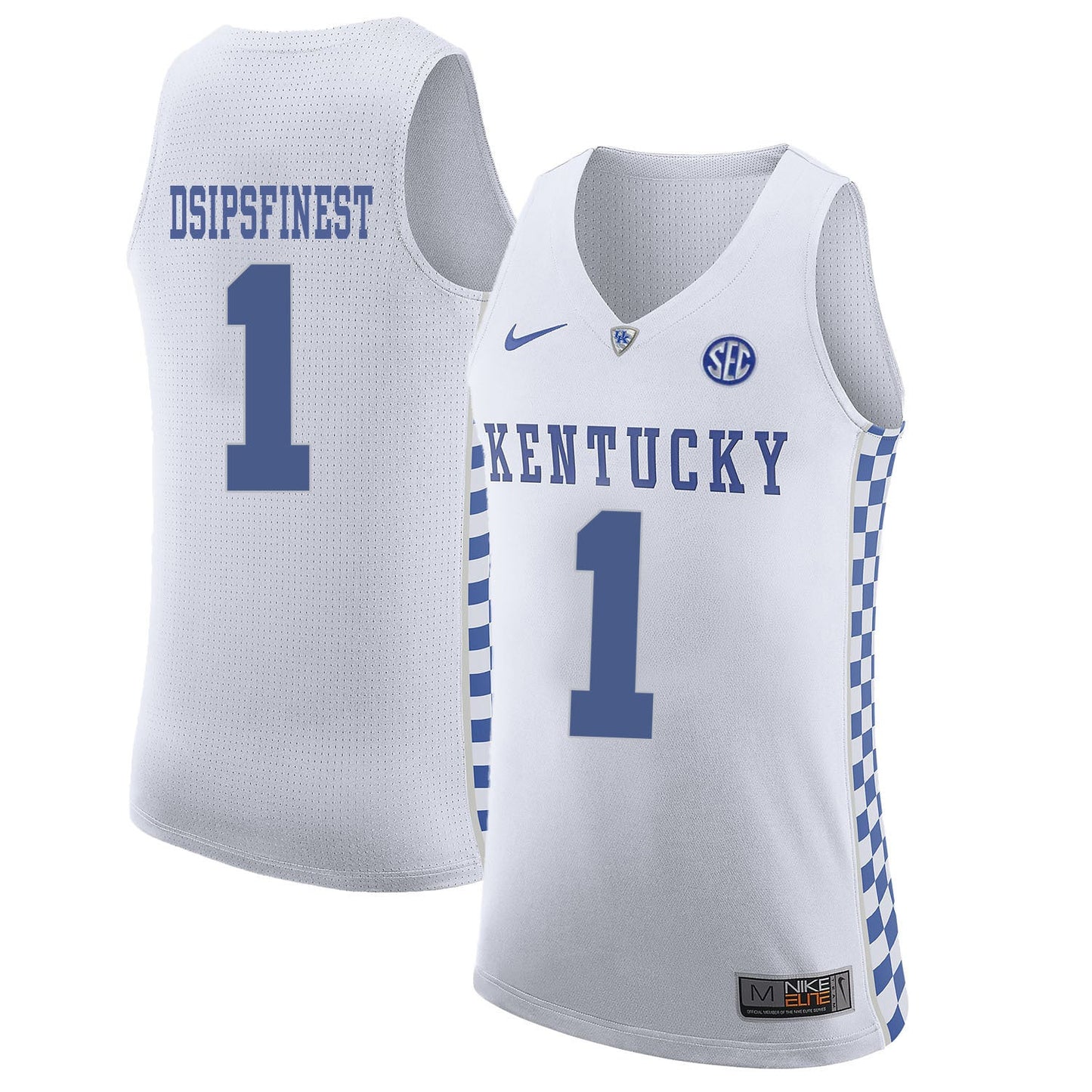 Kentucky DSIPSFINEST 1 White College Football Jersey football jersey product view 1