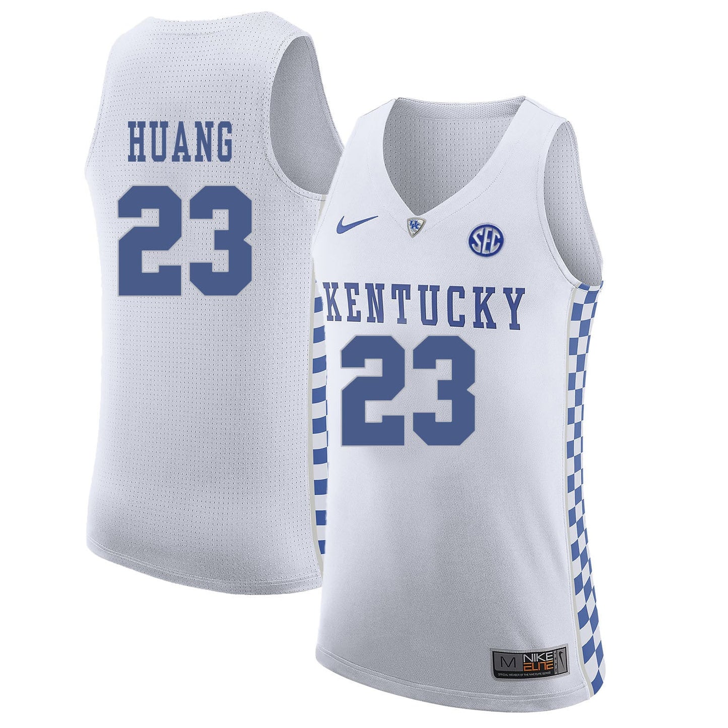 Kentucky HUANG 23 White College Football Jersey football jersey product view 1