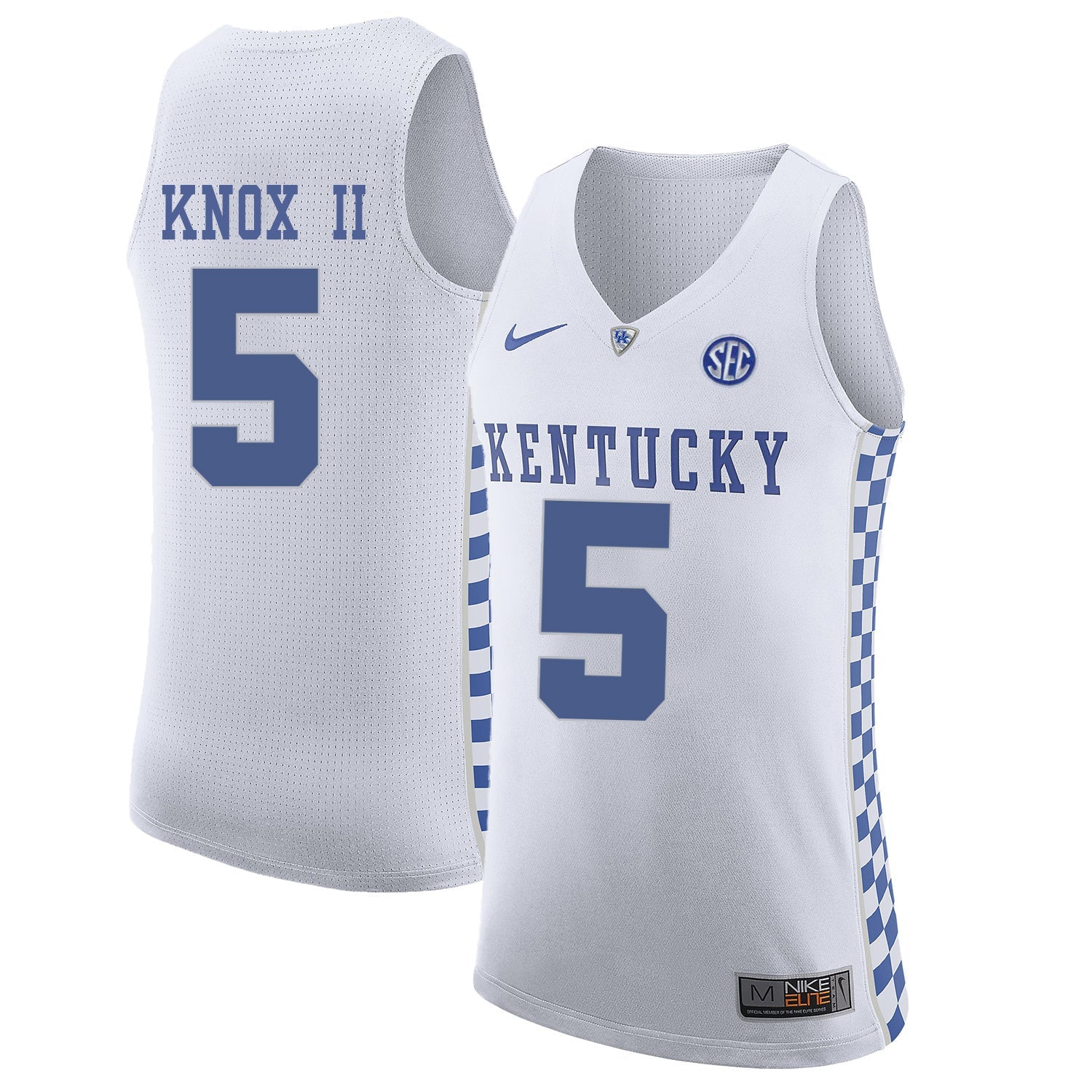 Kentucky KNOX II 5 White College Football Jersey football jersey product view 1
