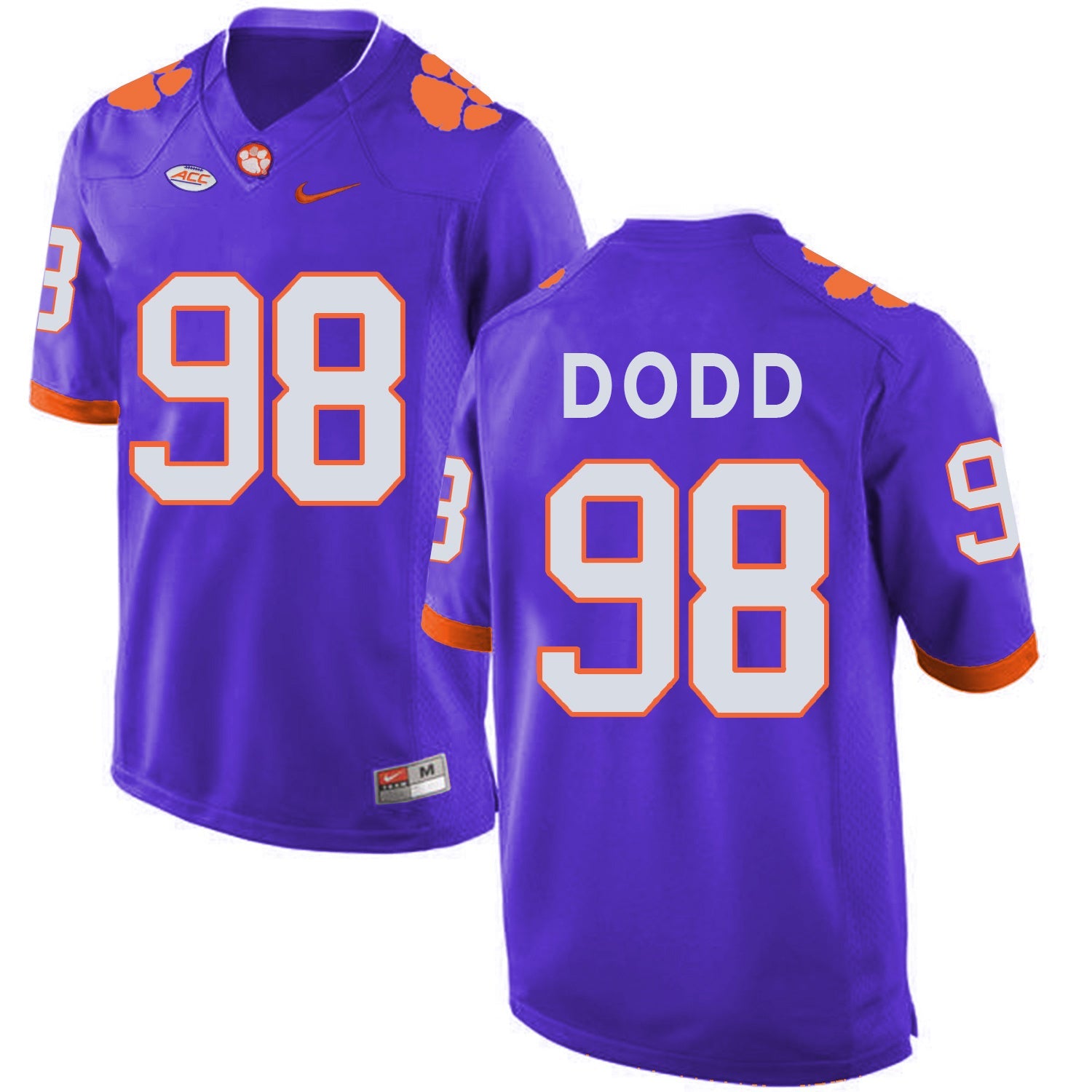 Kevin Dodd 98 Purple College Football Jersey football jersey product view 1
