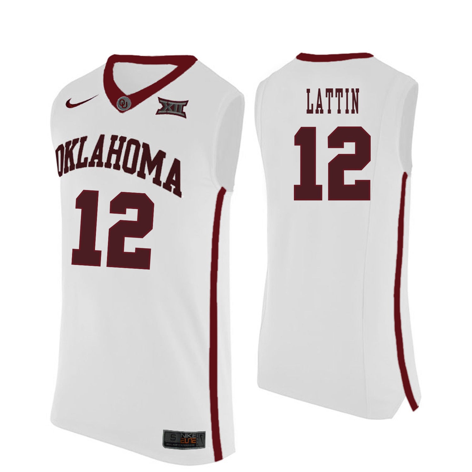 Khadeem Lattin 12 White College Football Jersey football jersey product view 1