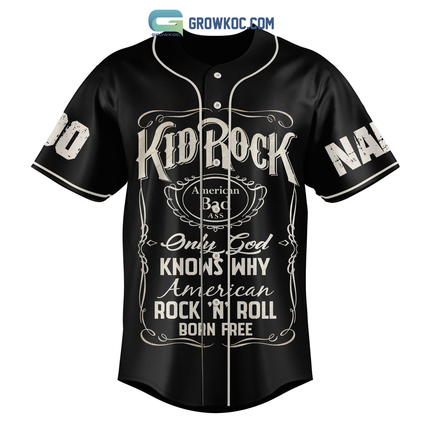 Kid Rock American Rock N Roll Born Free Personalized Baseball Jersey baseball jersey product view 2