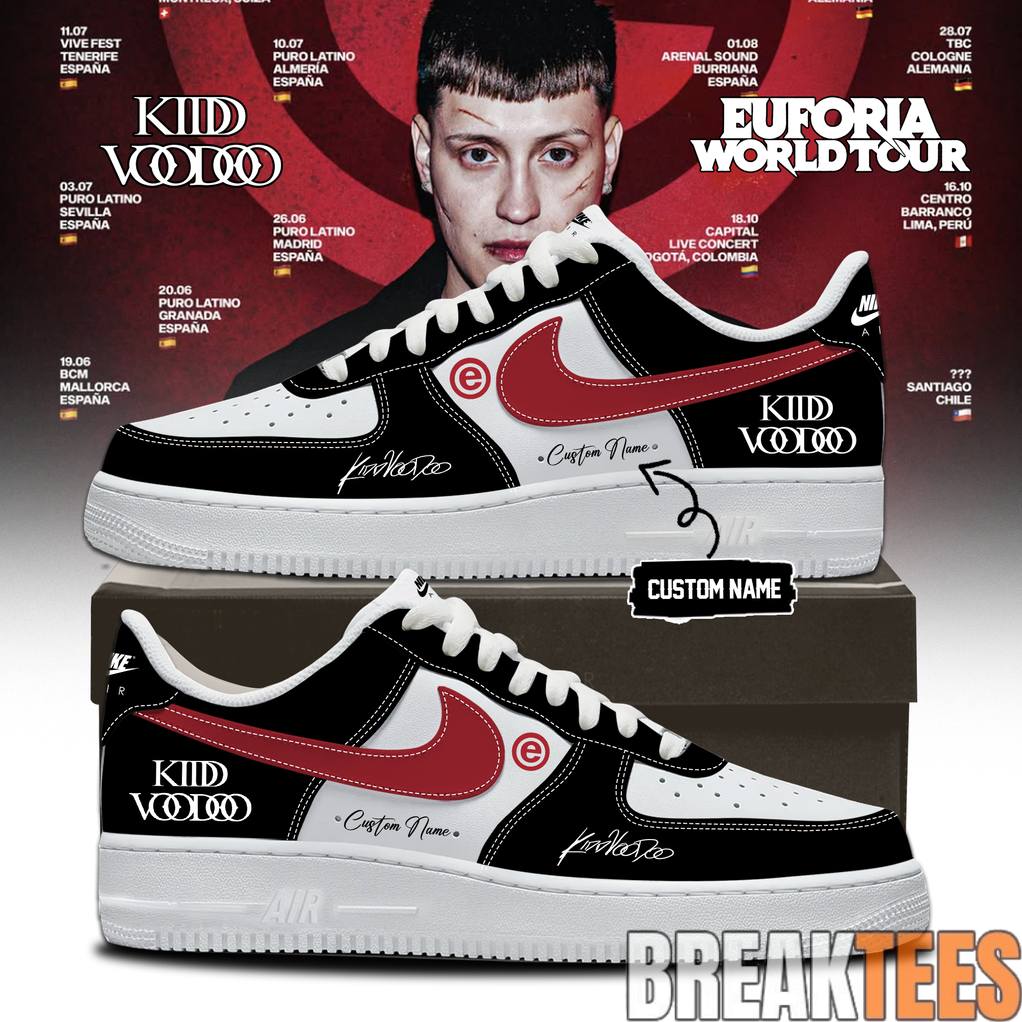 Kidd Voodoo Euforia World Tour 2026 Custom Air Force 1 Shoes Unisex T-shirt, Sweatshirt, Hoodie, Long Sleeve Tee - T-Shirt, Sweatshirt, Hoodie