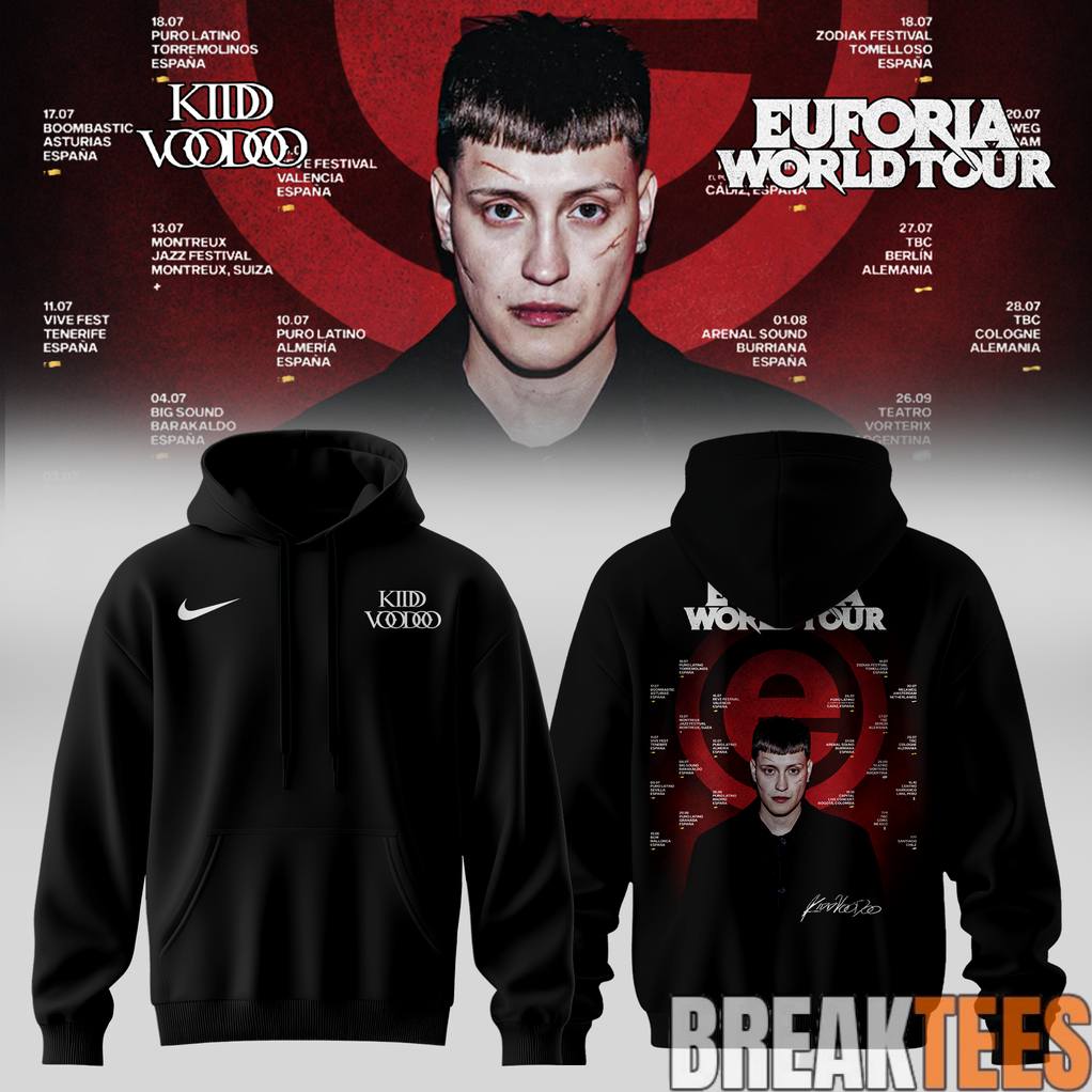 Kidd Voodoo Euforia World Tour 2026 Hoodie Unisex T-shirt, Sweatshirt, Hoodie, Long Sleeve Tee - T-Shirt, Sweatshirt, Hoodie