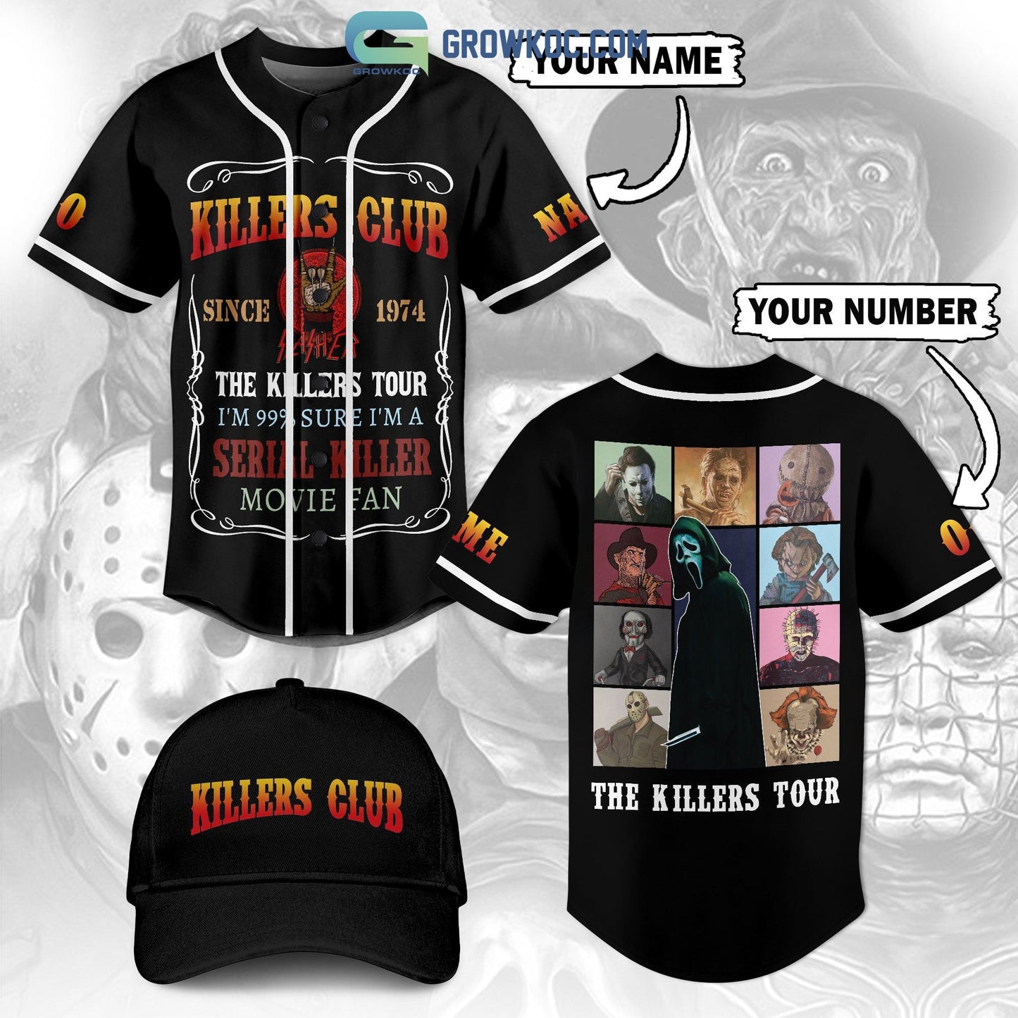 Killers Club The Killers Tour Serial Movie Fan Halloween Horror Personalized Baseball Jersey baseball jersey product view 1