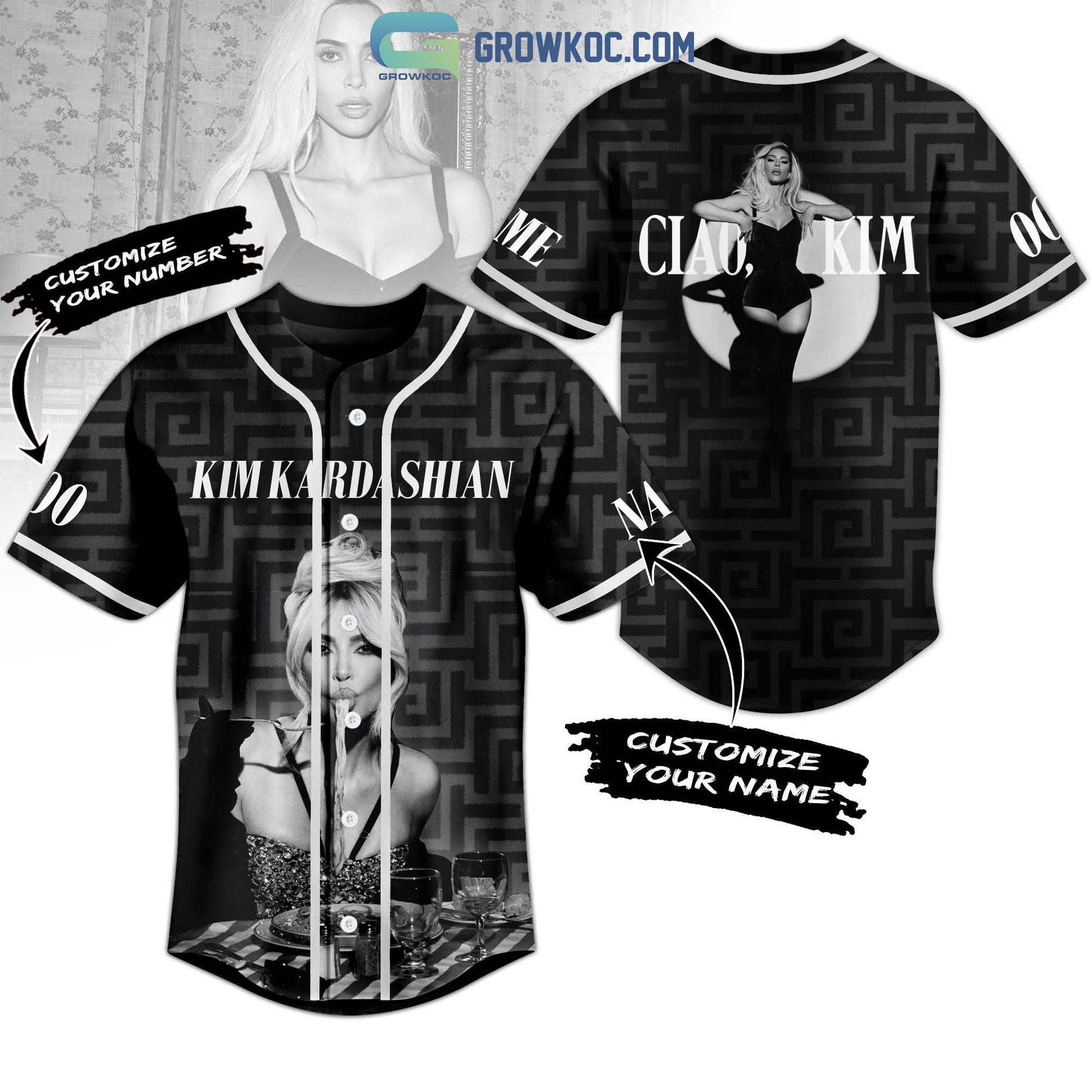 Kim Kardashian Personalized Baseball Jersey baseball jersey product view 1