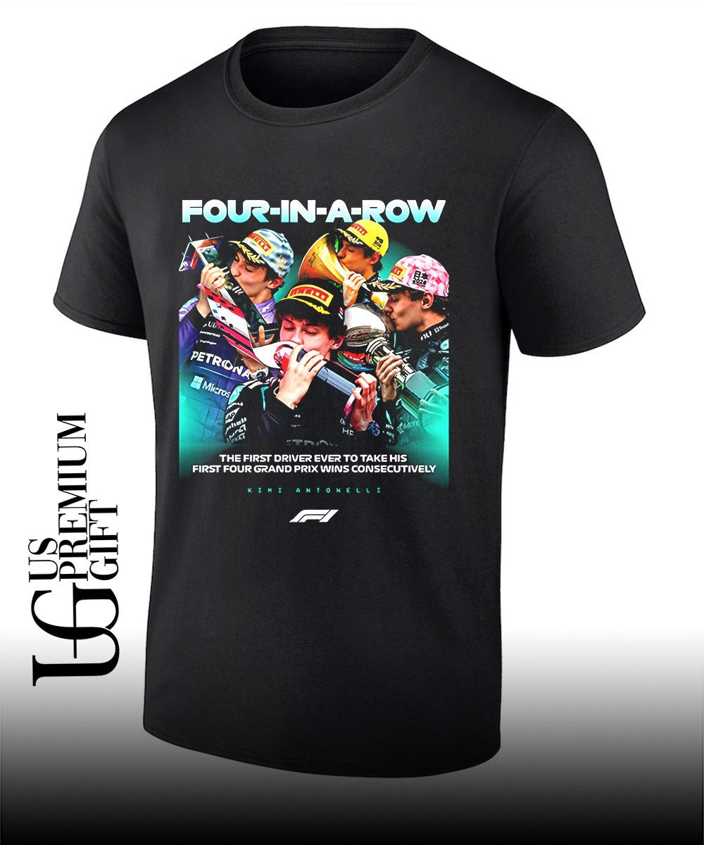 Kimi Antonelli Formula 1 Four In A Row Canadian Grand Prix 2026 graphic shirt Unisex T-shirt, Sweatshirt, Hoodie, Long Sleeve Tee - T-Shirt, Sweatshirt, Hoodie