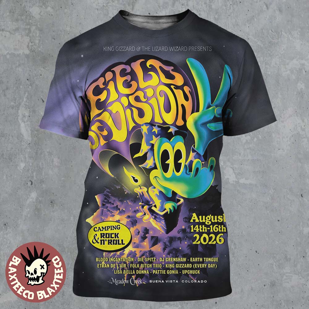 King Gizzard And The Lizard Wizard Field Of Vision Camping And Rock N Roll USA Shows From August 14 To 16 2026 All Over Print Shirt - T-Shirt, Sweatshirt, Hoodie