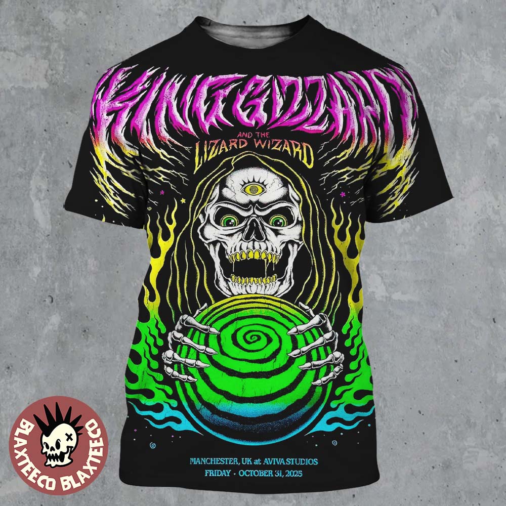 King Gizzard And The Lizard Wizard Manchester UK 2025 Event Poster At Aviva Studios On October 31 2025 All Over Print Shirt - T-Shirt, Sweatshirt, Hoodie