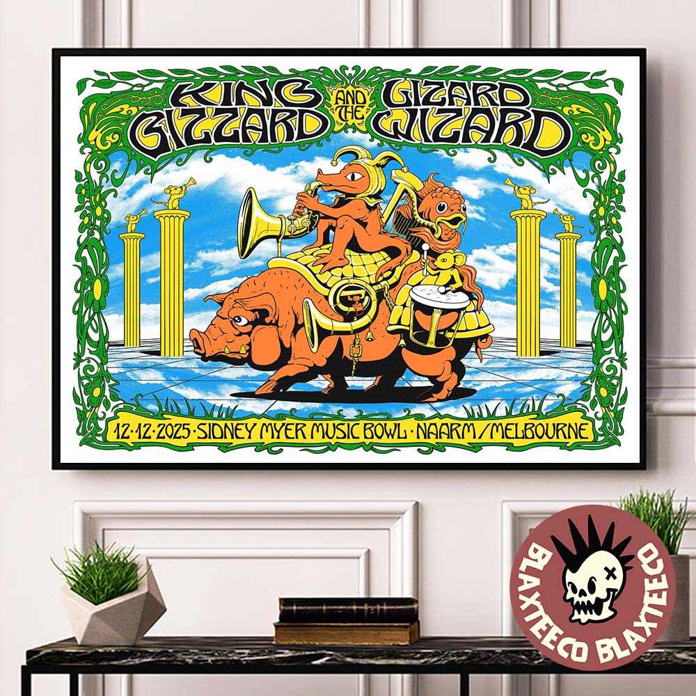 King Gizzard And The Lizard Wizard Naarm Melbourne 2025 Event Poster At Sidney Myer Music Bowl On December 12 2025 Decor Poster Canvas - T-Shirt, Sweatshirt, Hoodie