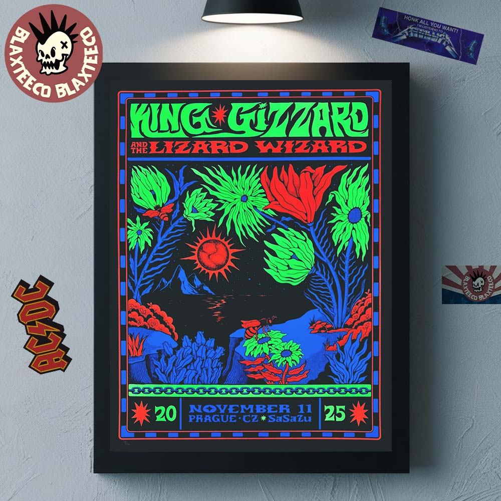 King Gizzard And The Lizard Wizard Prague Czech Republic 2025 Event Poster At Sasazu On November 11 2025 Home Decor Poster Canvas - T-Shirt, Sweatshirt, Hoodie