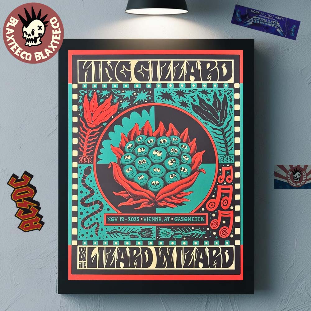 King Gizzard And The Lizard Wizard Vienna Austria 2025 Event Poster At Gasometer On November 12 2025 Home Decor Poster Canvas - T-Shirt, Sweatshirt, Hoodie