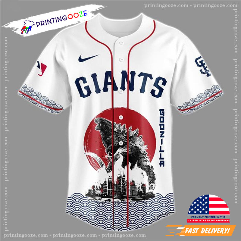 King Of The Monsters Godzilla SF Giants Baseball Jersey baseball jersey product view 1