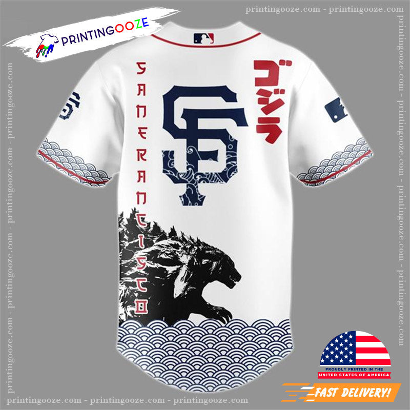 King Of The Monsters Godzilla SF Giants Baseball Jersey baseball jersey product view 2