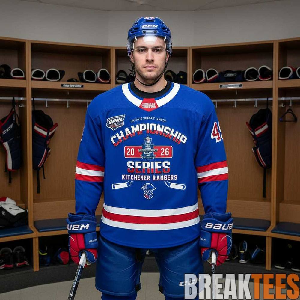 Kitchener Rangers 5 Times Champions Ontario League 2026 Hockey Jersey Unisex T-shirt, Sweatshirt, Hoodie, Long Sleeve Tee - T-Shirt, Sweatshirt, Hoodie
