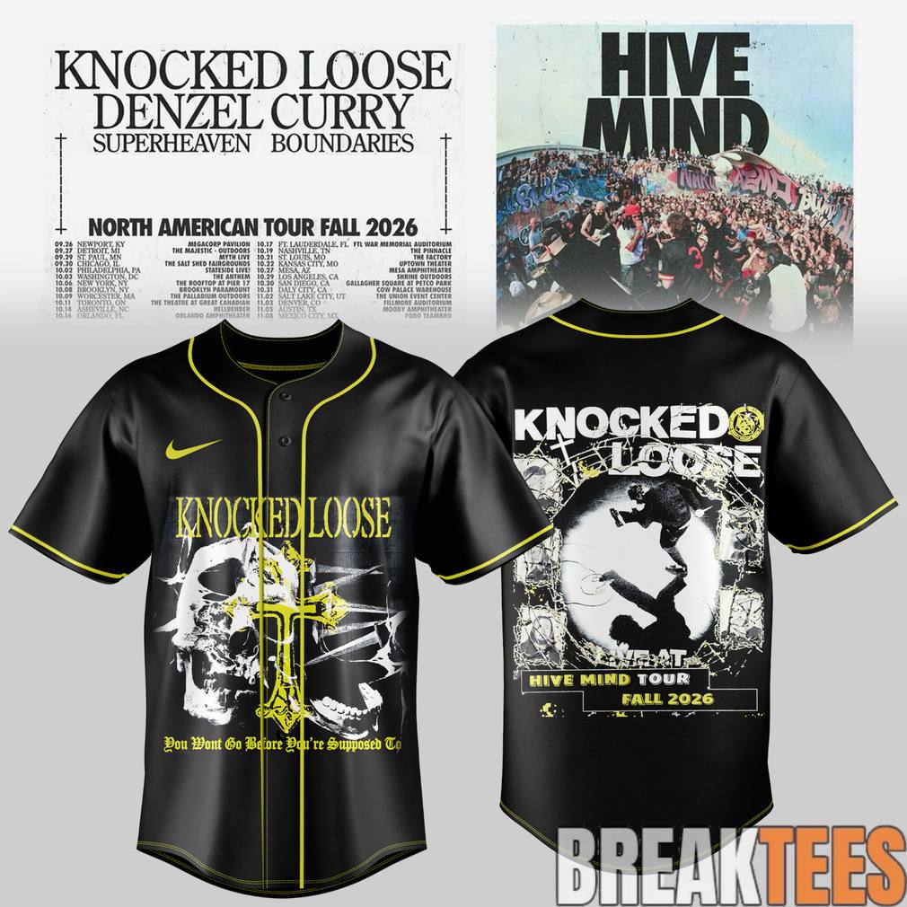 Knocked Loose Hive Mind Tour 2026 Baseball Jersey baseball jersey product view 1