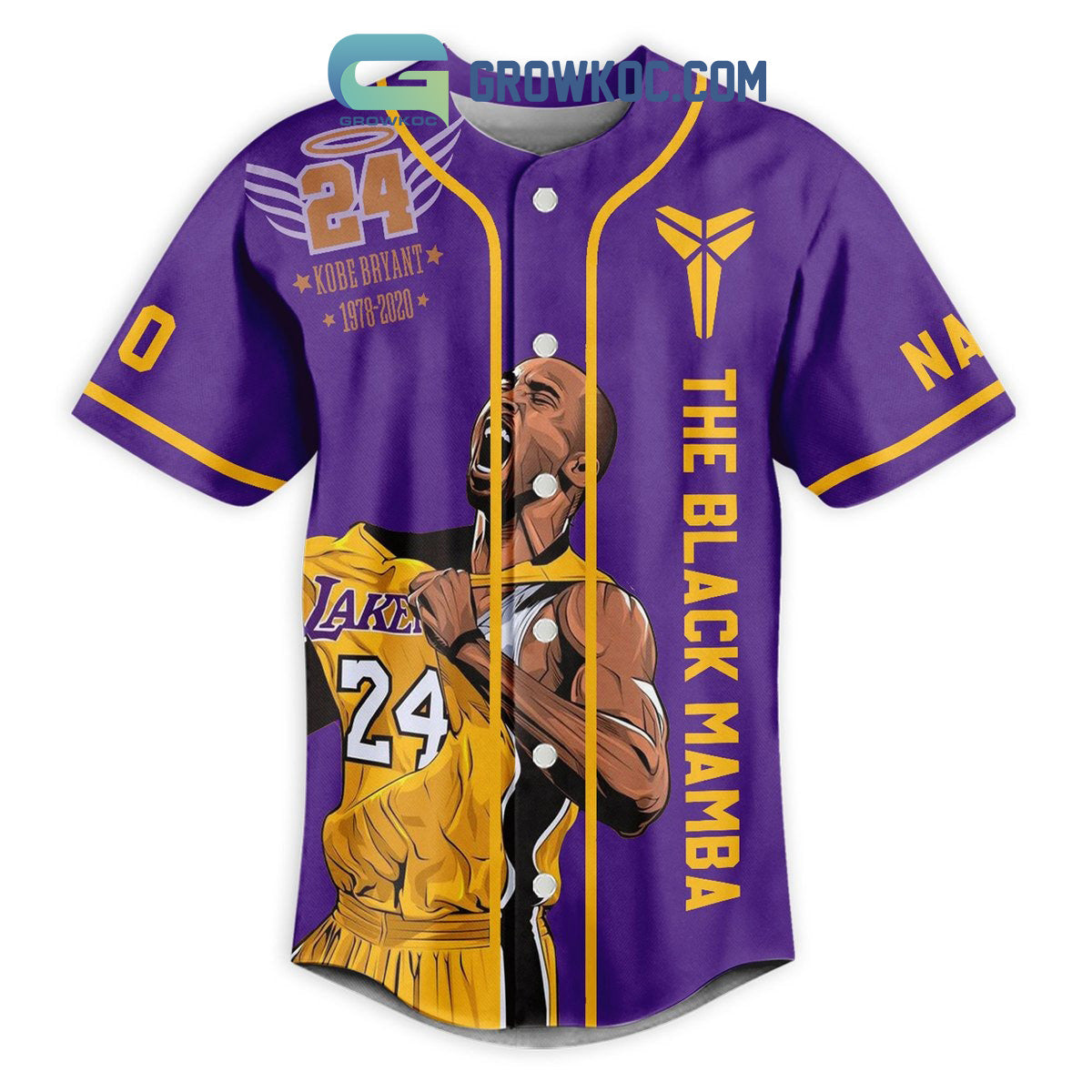 Kobe Bryant The Black Mamba Personalized Baseball Jersey baseball jersey product view 2