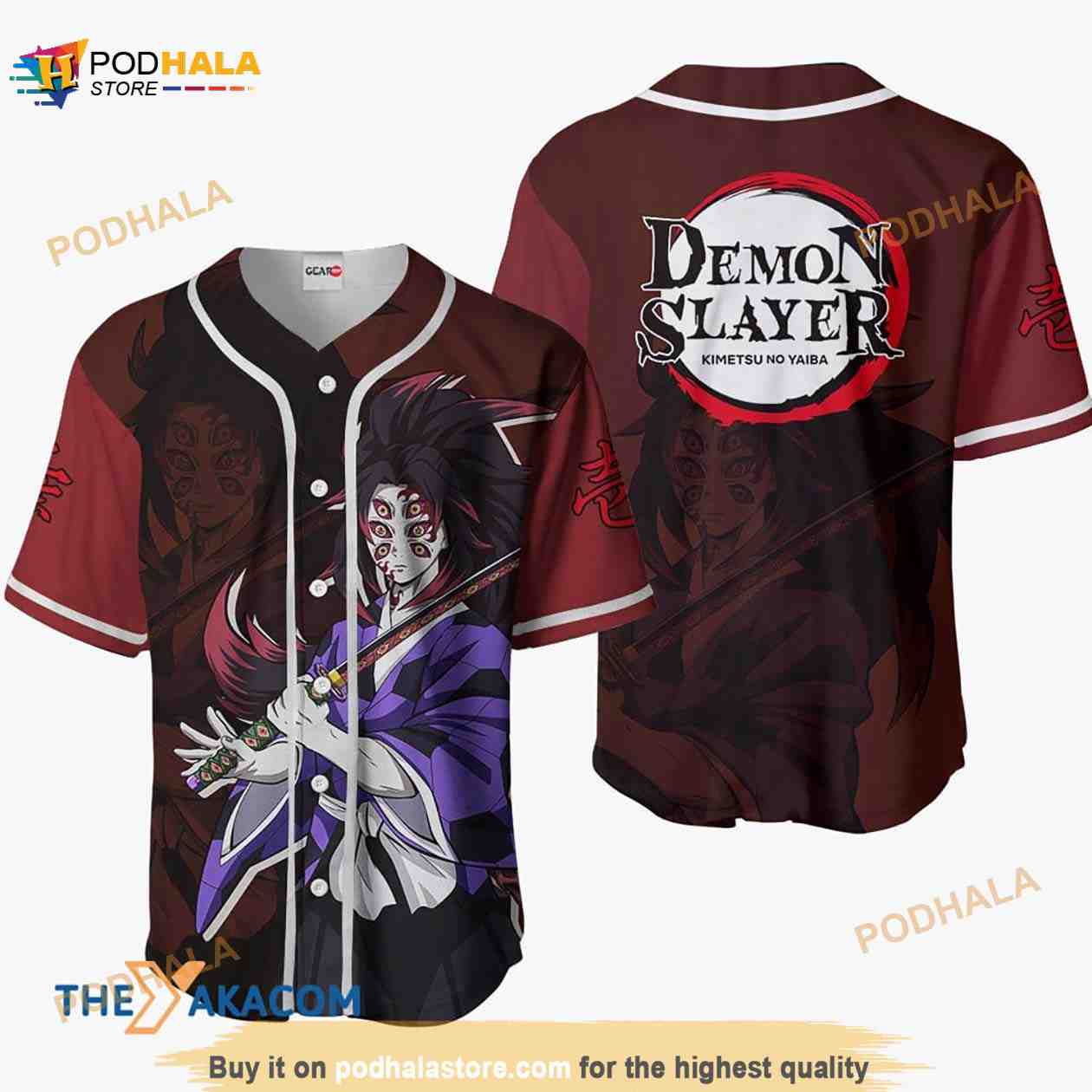 Kokushibo Kimetsu Anime 3D Baseball Jersey Shirt baseball jersey product view 1