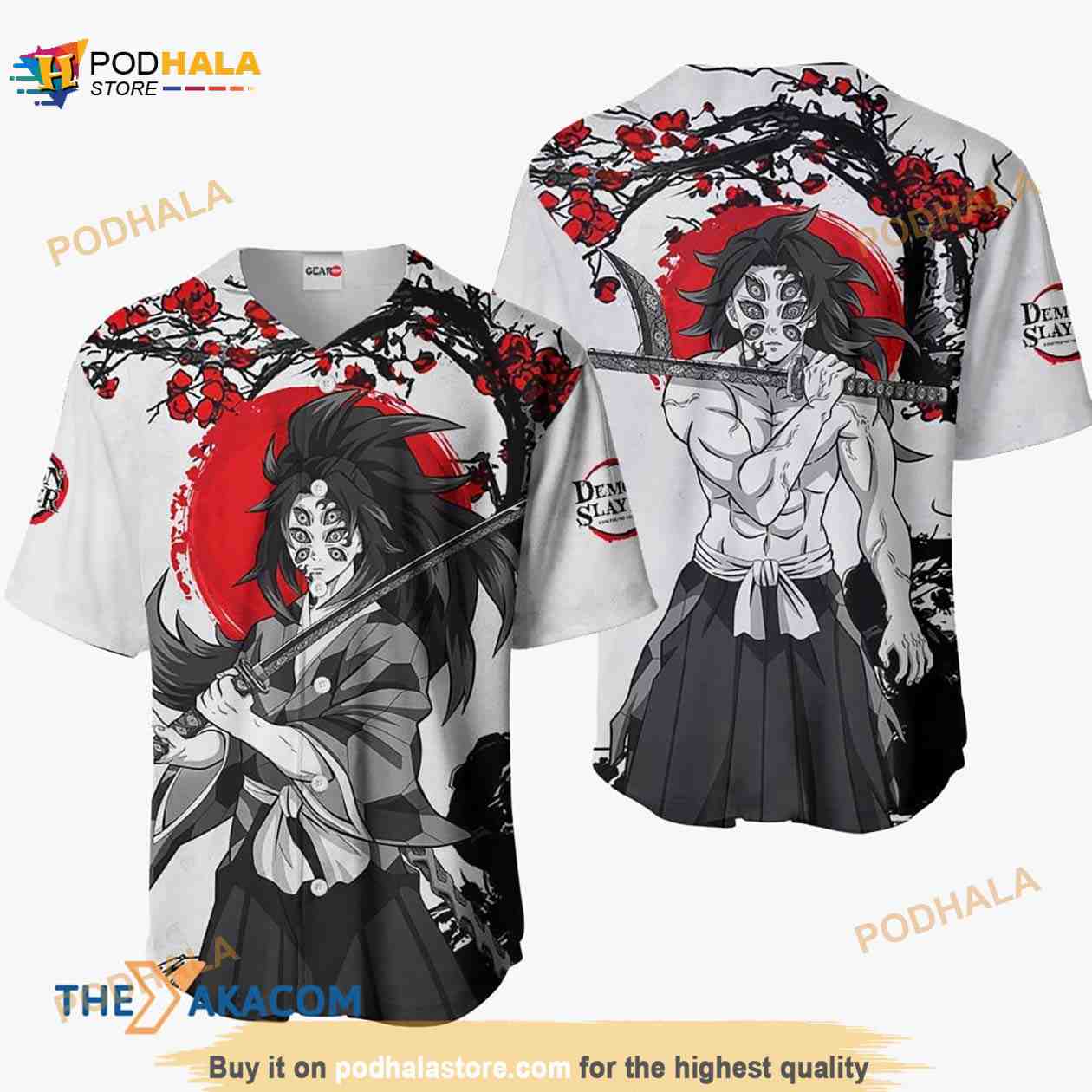 Kokushibo Kimetsu Anime Japan Style 3D Baseball Jersey Shirt baseball jersey product view 1