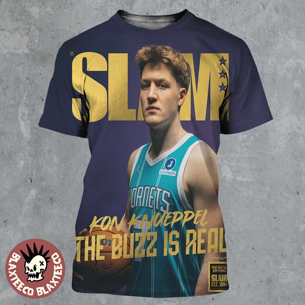 Kon Knueppel Charlotte Hornets SLAM 261 Cover The Buzz Is Real Gold Metal Editions All Over Print Shirt - T-Shirt, Sweatshirt, Hoodie