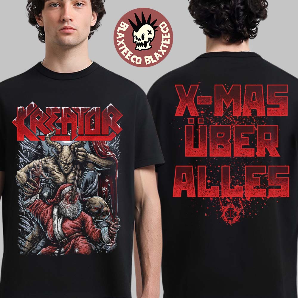 Kreator Holiday 2025 Devil Killing Santa Xmas Uber Alles T-Shirt Unisex T-shirt, Sweatshirt, Hoodie, Long Sleeve Tee - T-Shirt, Sweatshirt, Hoodie