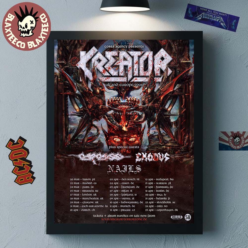 Kreator Krushers Of The World UK And Europe Tour 2026 Schedule Dates Home Decor Poster Canvas - T-Shirt, Sweatshirt, Hoodie
