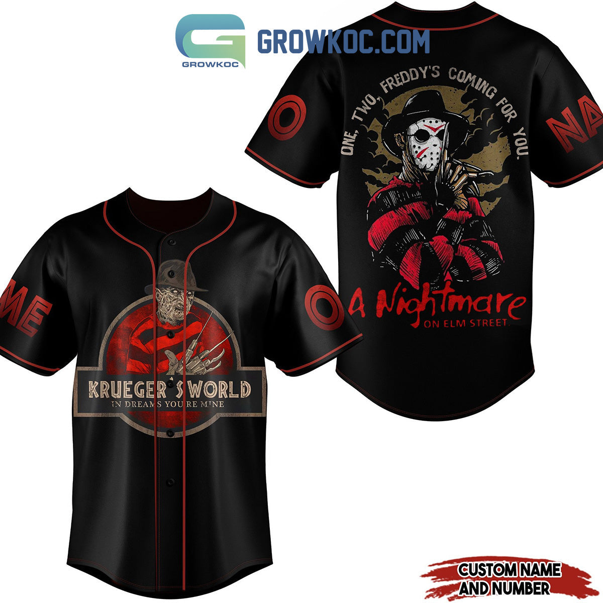 Krueger’s World In Dreams You’re Mine A Nightmare On Elm Street Personalized Baseball Jersey baseball jersey product view 1